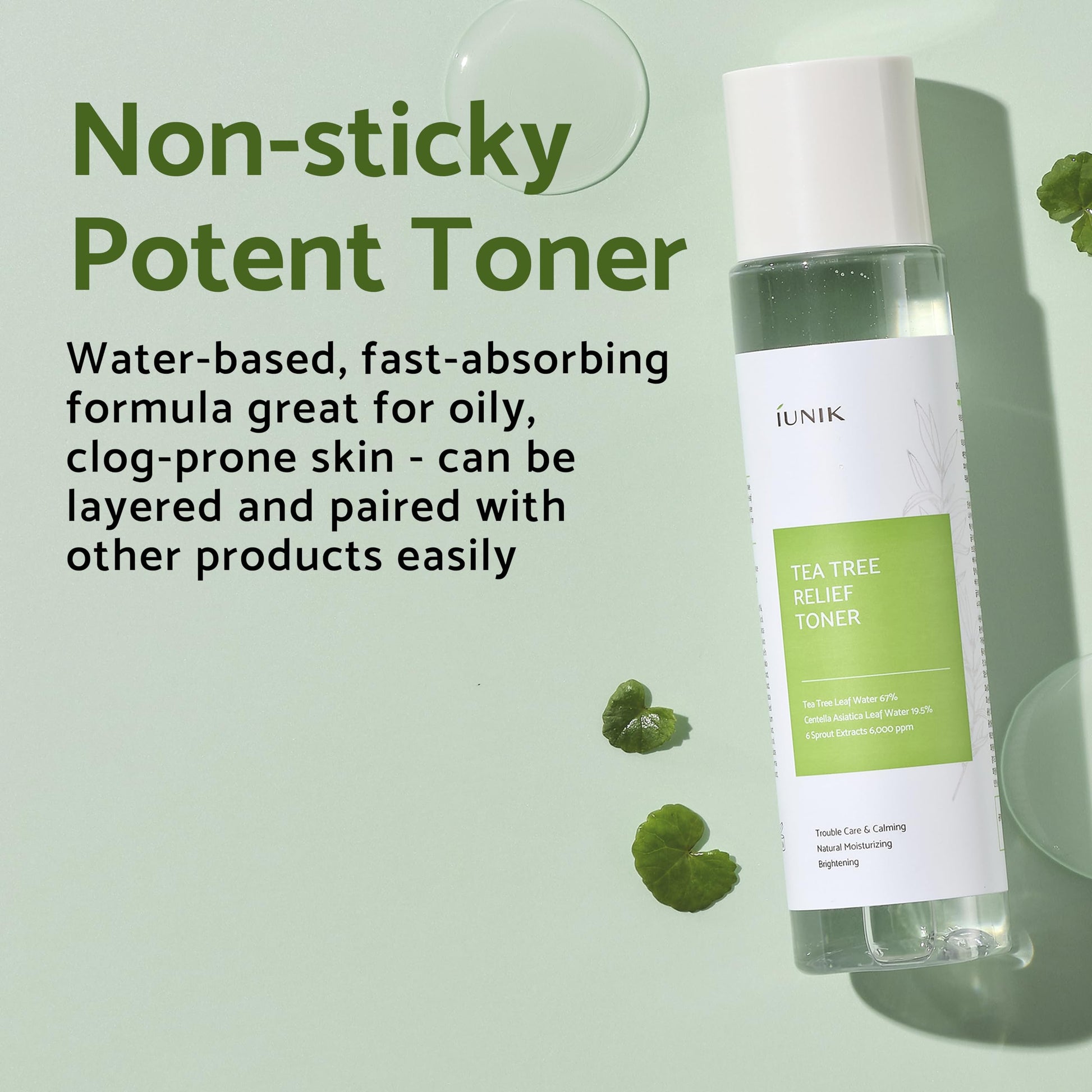 IUNIK Centella Calming Gel Cream & Tea Tree Relief Toner Vegan Moisturizing Hydrating Skincare for Sensitive Oily Acne-prone Skin Breakout Blemish Redness Care Korean Skincare - Medaid International