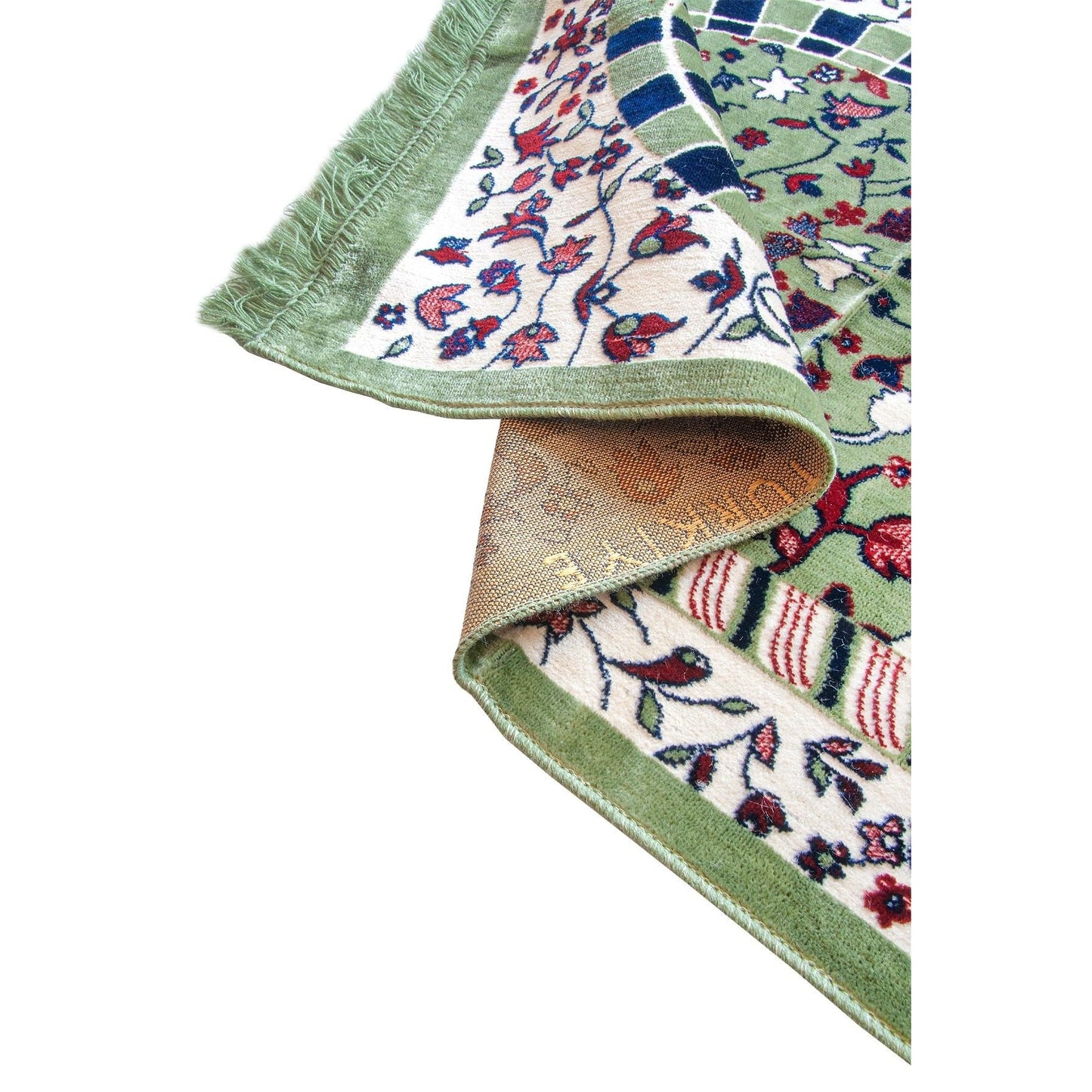 ihvan online, Velvet Muslim Prayer Rug, Thick Janamaz, Sajadah, Soft Islamic Prayer Rug, Islamic Gifts Prayer Carpet Mat, Elegant Design, Rawdah Green - Medaid International