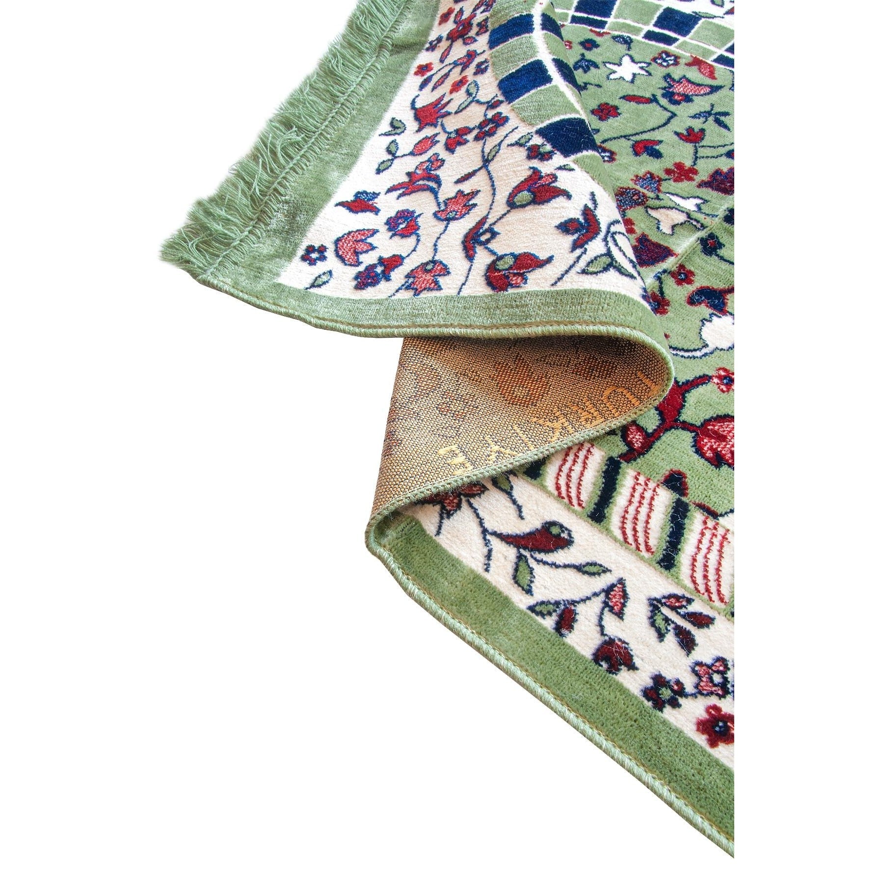 ihvan online, Velvet Muslim Prayer Rug, Thick Janamaz, Sajadah, Soft Islamic Prayer Rug, Islamic Gifts Prayer Carpet Mat, Elegant Design, Rawdah Green - Medaid International