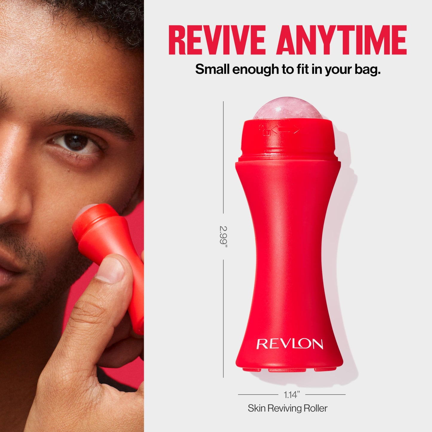 Revlon Skin Reviving Roller with Rose Quartz for All-Day Facial Reviving & Brightening, Compact & Reusable, Gentle on Skin, 1 count - Medaid International