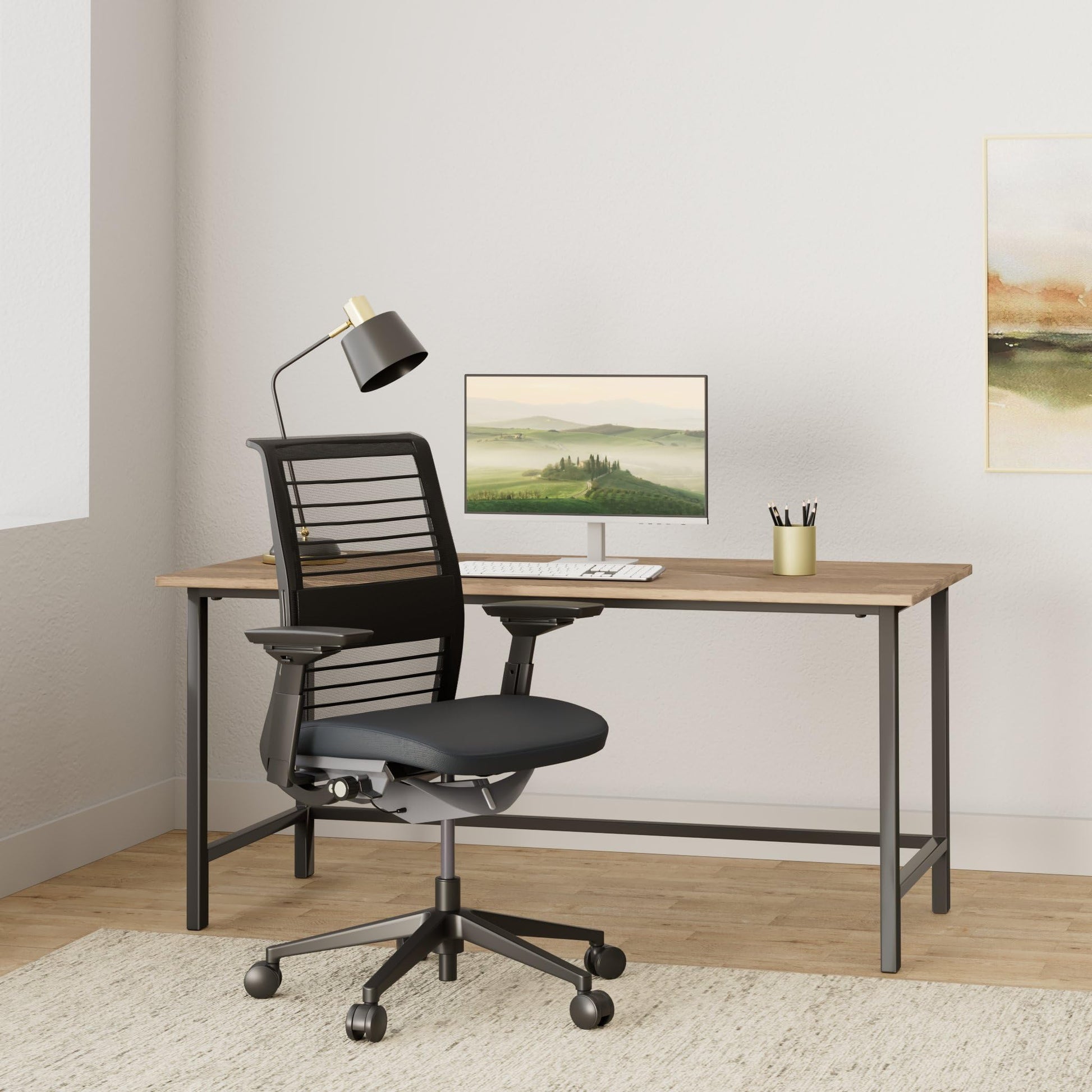 Steelcase Think Chair - Sophisticated, Multi-User - Five Points of Adjustability - Ergonomic Office Chair - Spine Comfort - Lumbar Support - Adjustable Arms - 3D Licorice Mesh Fabric Chair - Medaid International
