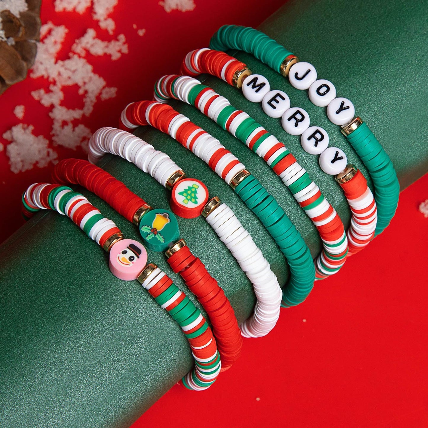 ecozran 7-Pieces Christmas Bracelets Set Jewelry for Women Preppy Stuff Cute X-mas Gifts for Women (Christmas-1) - Medaid International