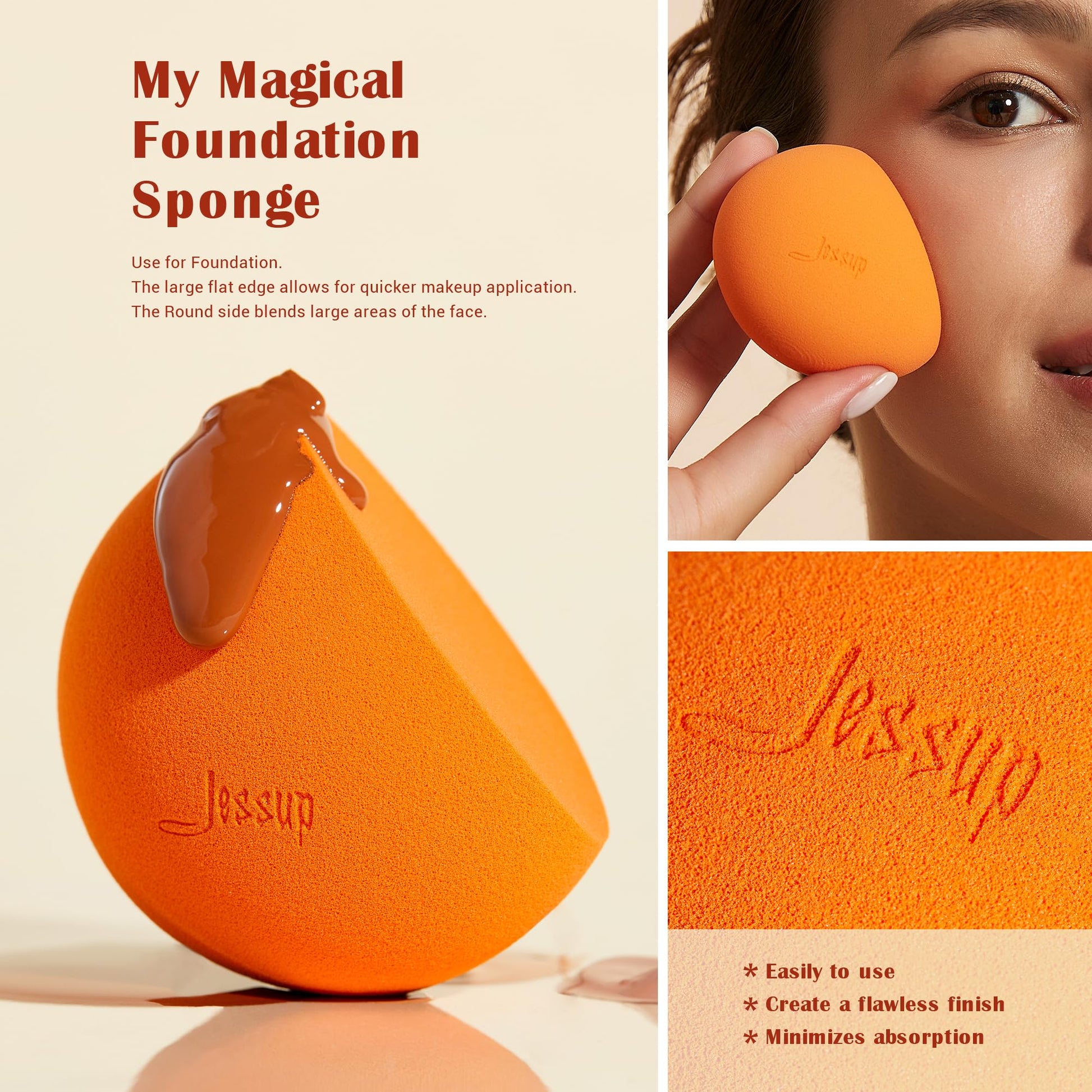 Jessup Makeup Sponge Set, 3pcs Make up Sponges for Face Soft Beauty Sponges Foundation Sponge Makeup Blender Concealer Sponge, SP013 - Medaid International