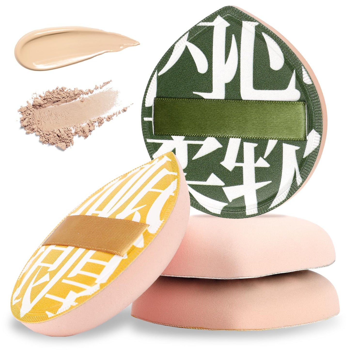 4 Pcs Korean Makeup Sponge Puff for Foundation Concealer and Powder Teardrop Setting Powder Puff Makeup Cushion Puff Foundation Sponge Blender Sponge for Liquid, Cream, and Powder (Large Size) - Medaid International