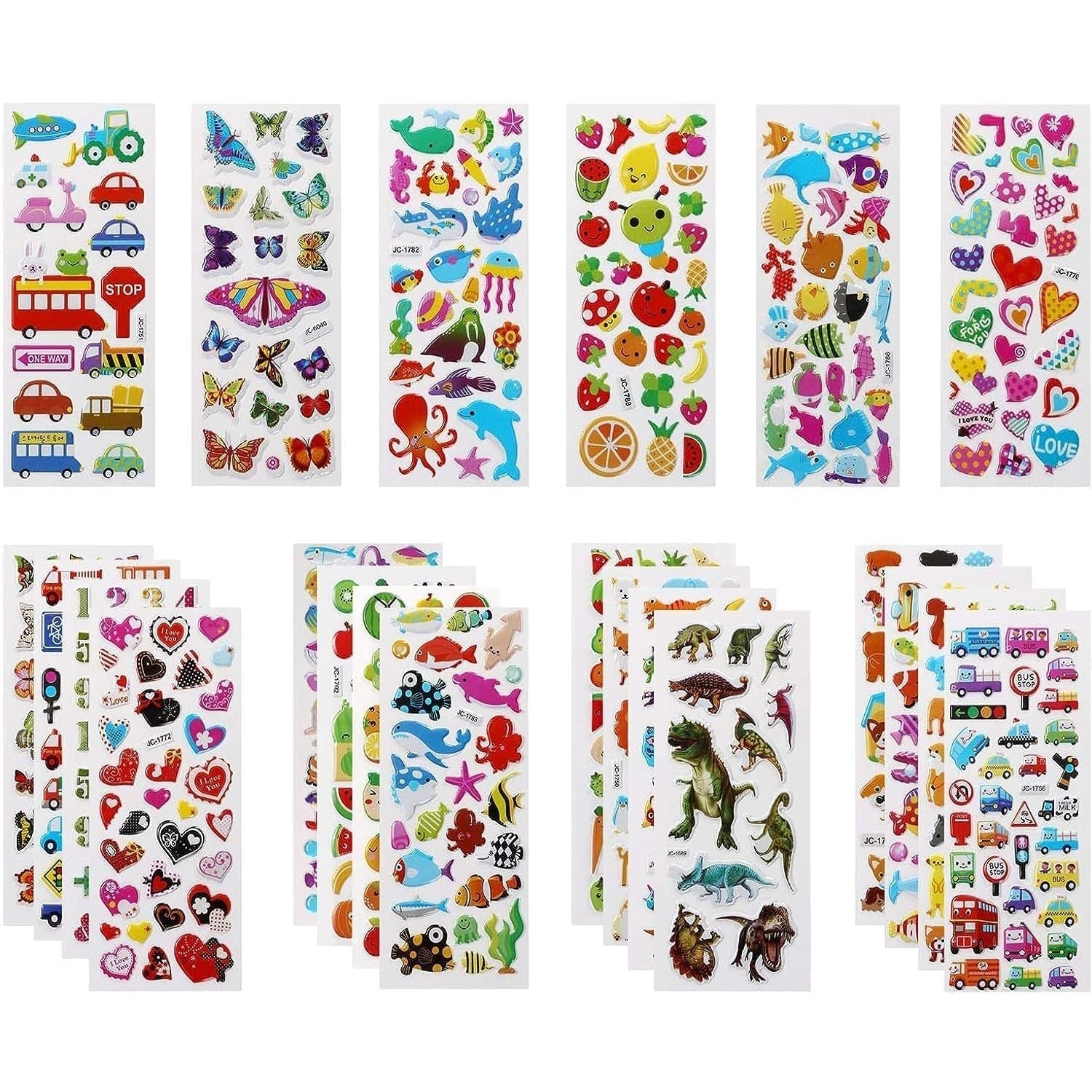 Mumoo Bear 3D Stickers for Kids Puffy Stickers 550+ Children Stickers 22 Variety Sheets for Rewarding Gifts Scrapbooking Including Animals, Fish, Dinosaurs, Numbers, Fruits, Trucks, Butterfly and More - Medaid International