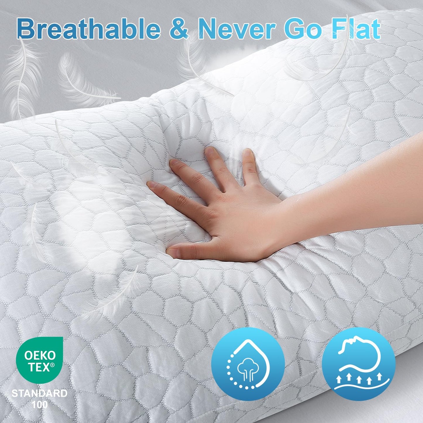 QUTOOL Cooling Pillows for Sleeping 2 Pack, Shredded Memory Foam Bed Pillows Queen Size Set of 2, Cool Pillow for Hot Sleepers Adjustable Firm Pillow for Side, Back and Stomach Sleepers Supportive - Medaid International