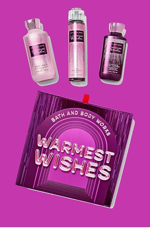Bath and Body A Thousand Wishes Gift Set for Her in Luxury Gift Box -- Full Size Boxed Gift Set of Fine Fragrance Mist (8 oz), Shower Gel Body Wash (10 oz), and Moisturizing Body Lotion (8 oz)