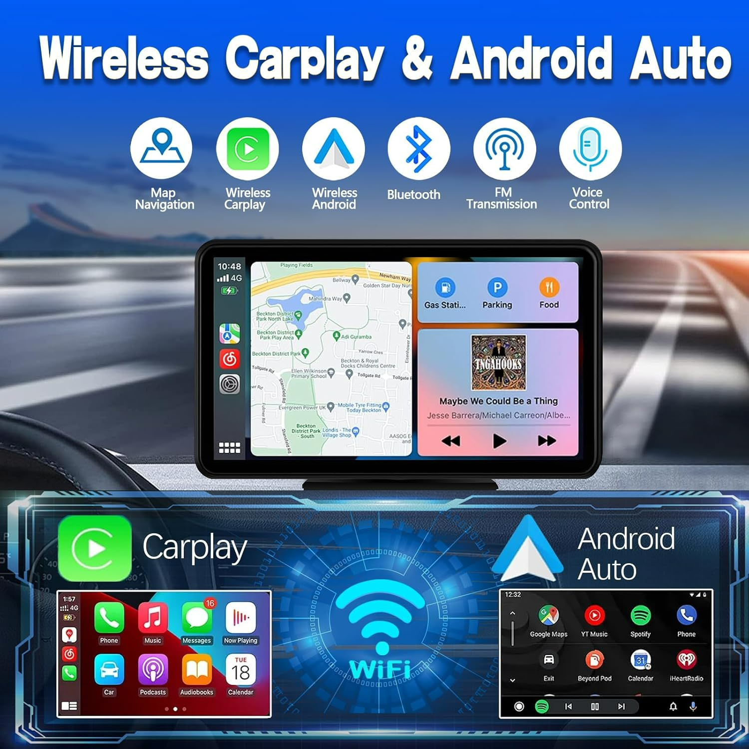 Wireless Car Radio Stereo Apple Carplay AirPlay & Android Auto with Backup Camera - Medaid International