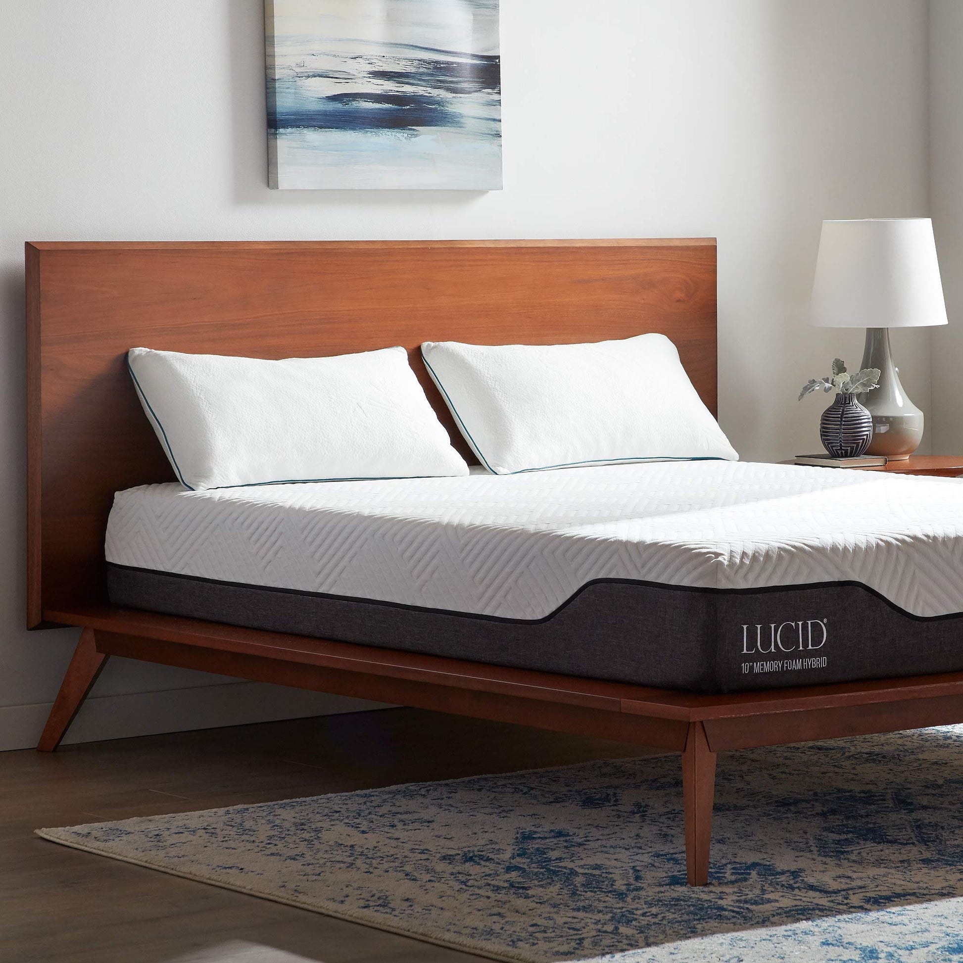 LUCID Premium Shredded Memory Foam Pillow - Hypoallergenic - Moldable Loft - 2 Pack - Queen, White - Medaid International