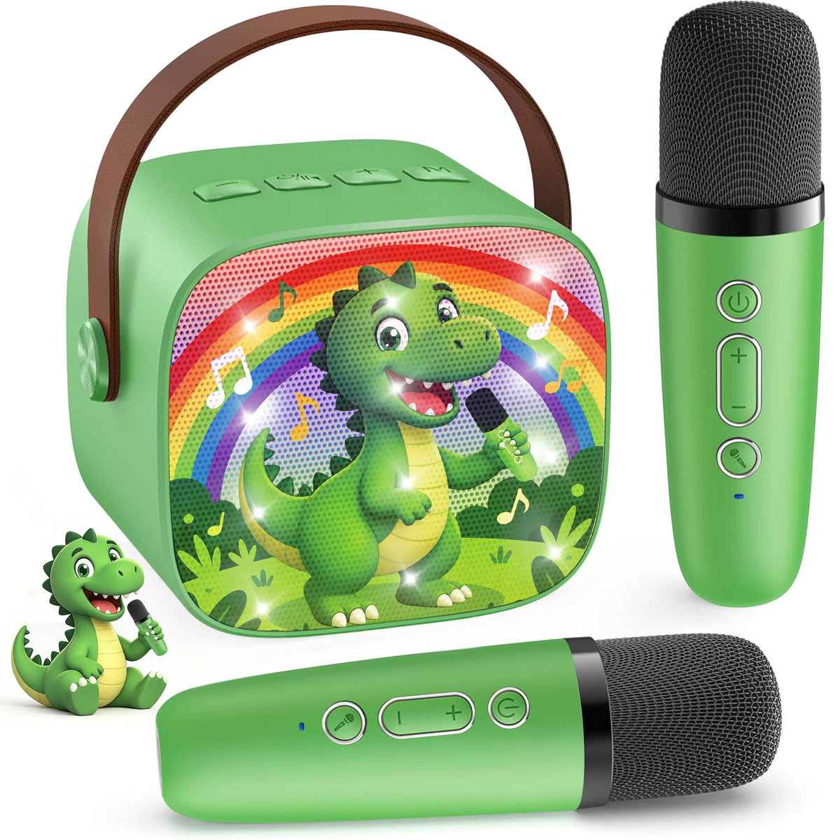 Karaoke Machine for Kids, Portable Bluetooth Speaker with 2 Wireless Microphones,18 Pre-Loaded Songs, Birthday for 3 4 5 6 7 8 + Year Old Boys Toys - MULTICOLOR