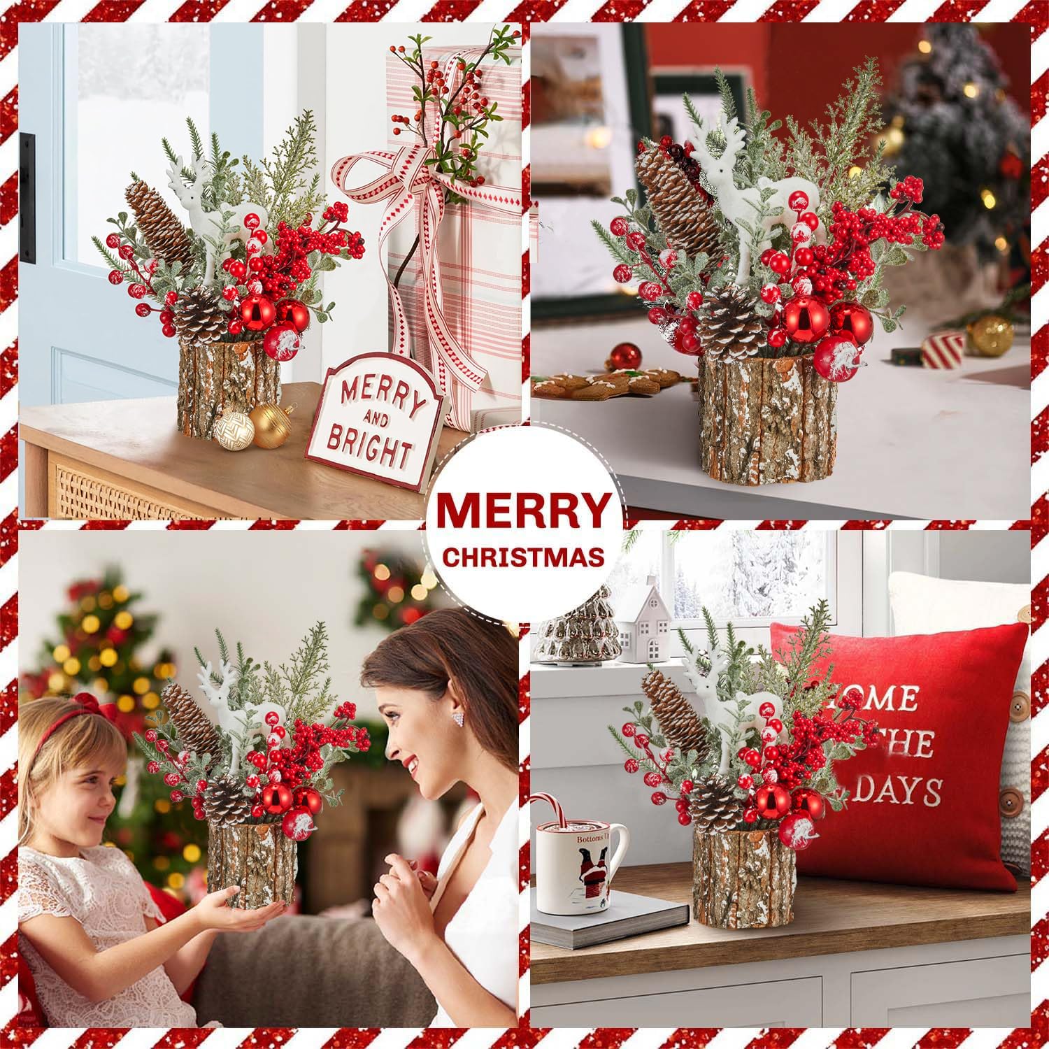 MYELLU Xmas Decor Small Christmas Tree with Lights - Artificial Tabletop Lighted Mini Christmas Tree with Christmas Ornaments Gnomes Indoor for Office Desk Home Decorations - Medaid International
