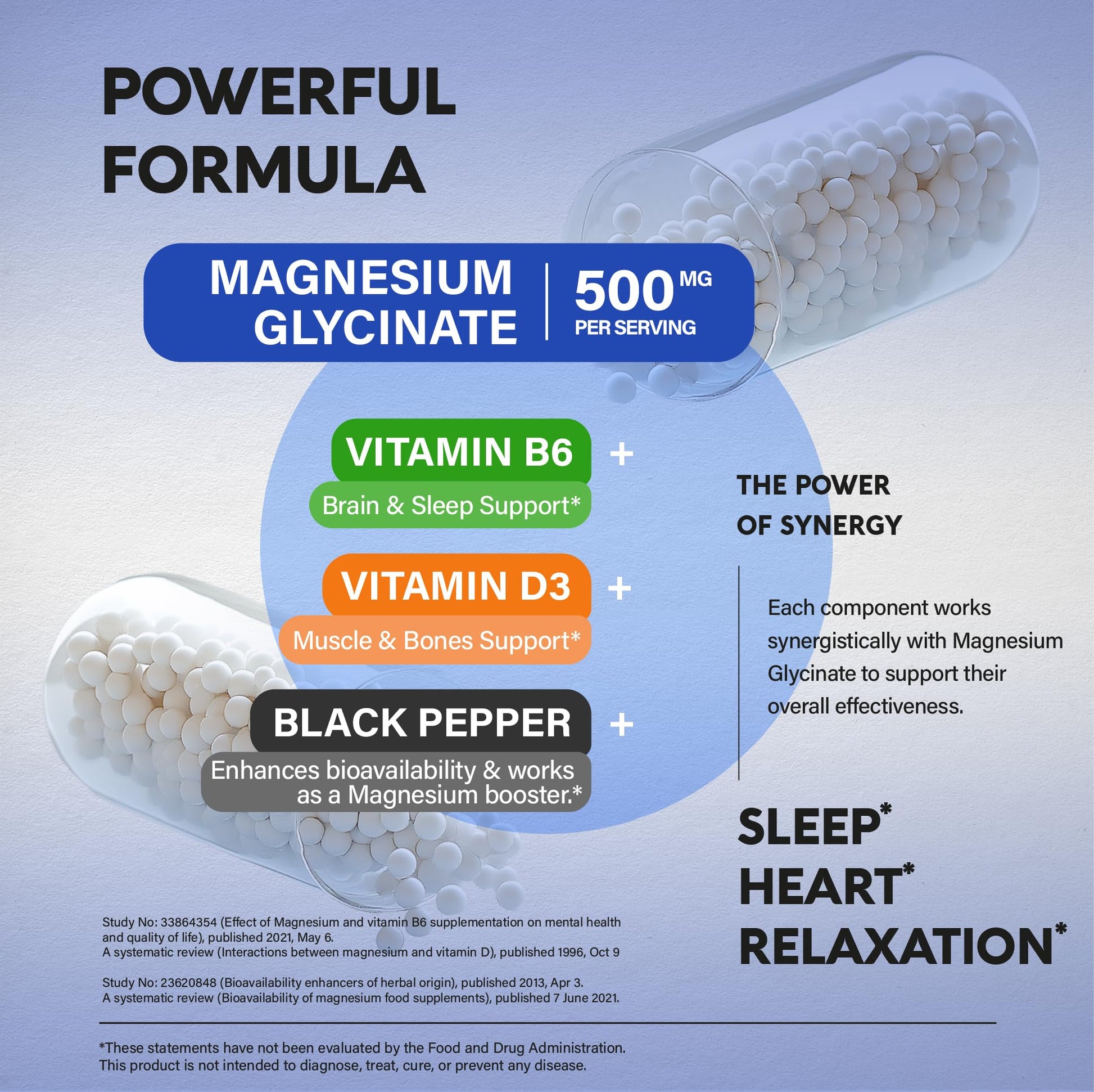 Magnesium Glycinate 500 mg - Chelated Supplement - 98% High Absorption - Support for Sleep, Muscle & Heart Health - Made in USA, Lab Tested & Non-GMO - 240 Capsules - Medaid International