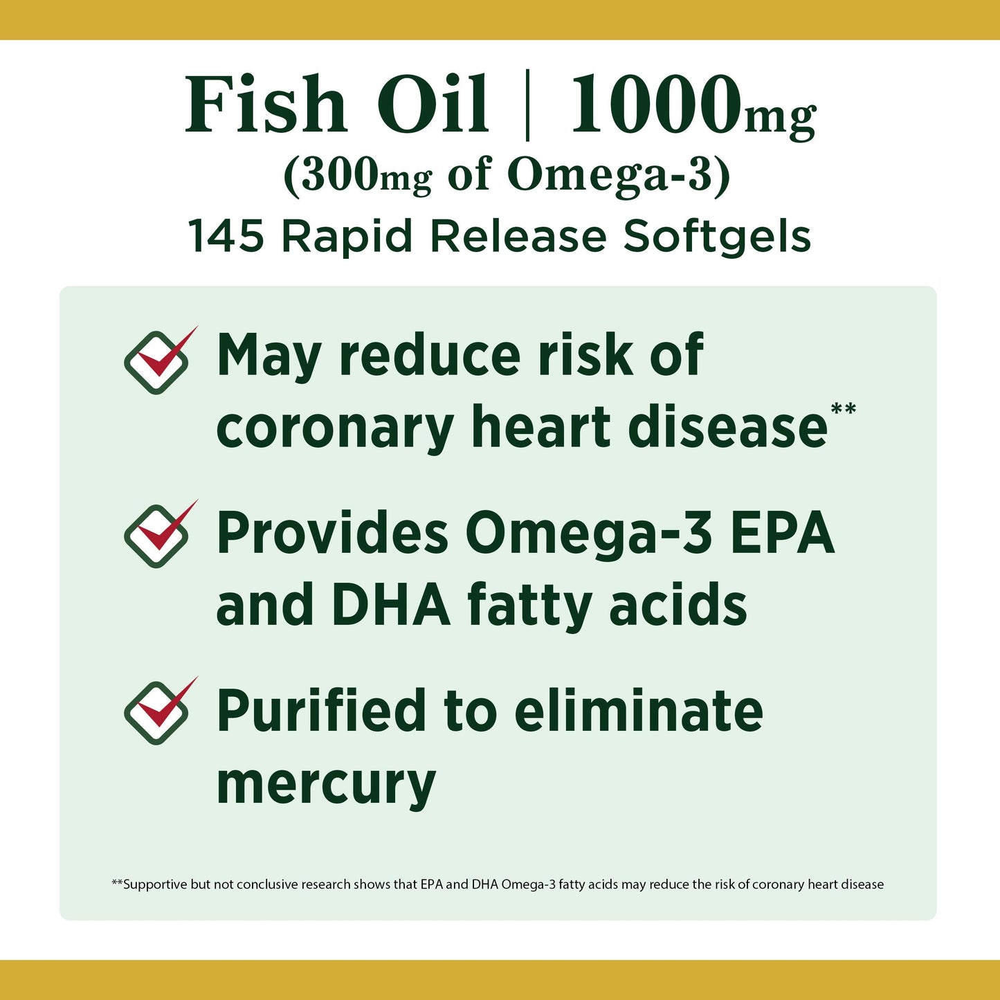 Nature's Bounty Fish Oil Omega-3 1000 mg Softgels 145 ea - Medaid International