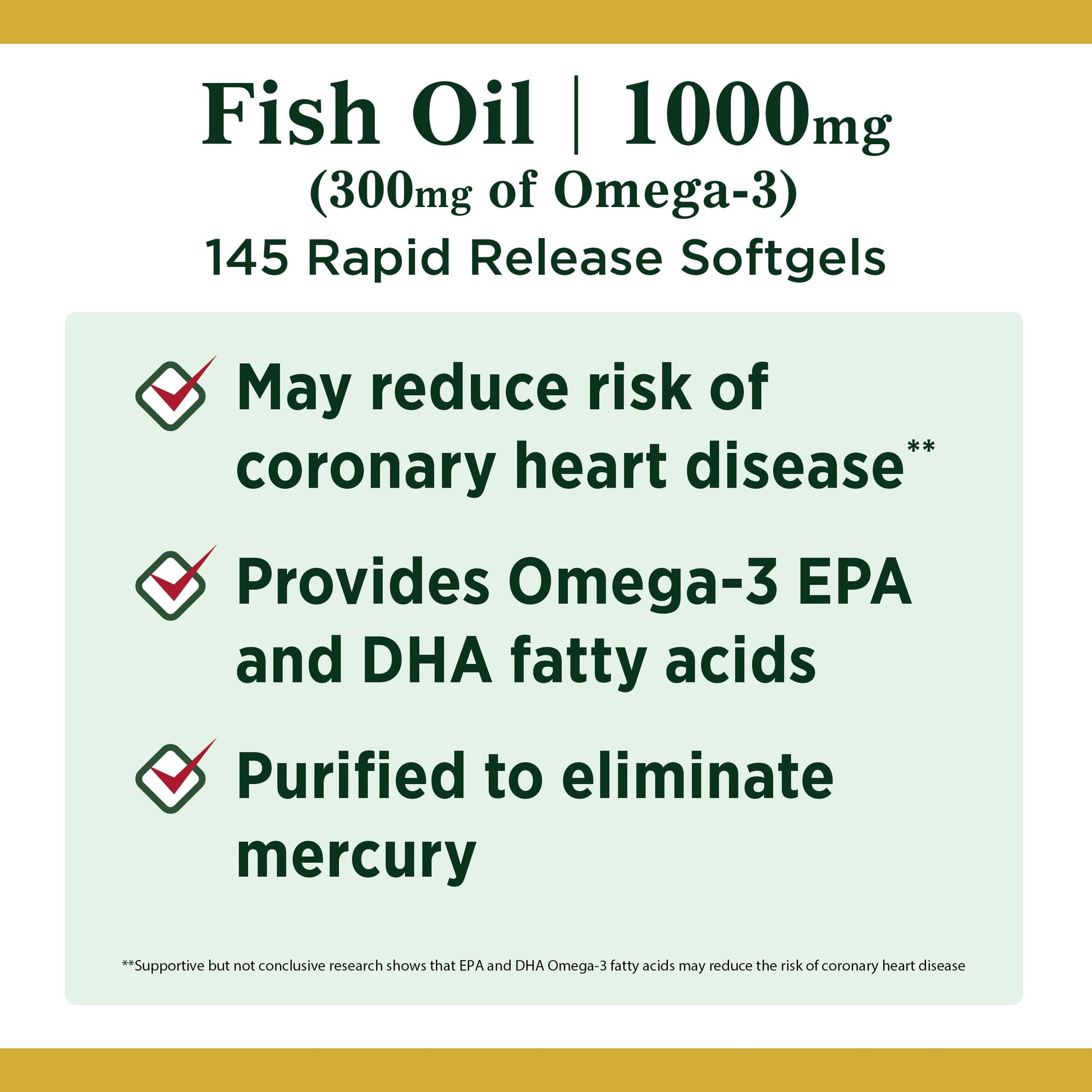 Nature's Bounty Fish Oil Omega-3 1000 mg Softgels 145 ea - Medaid International