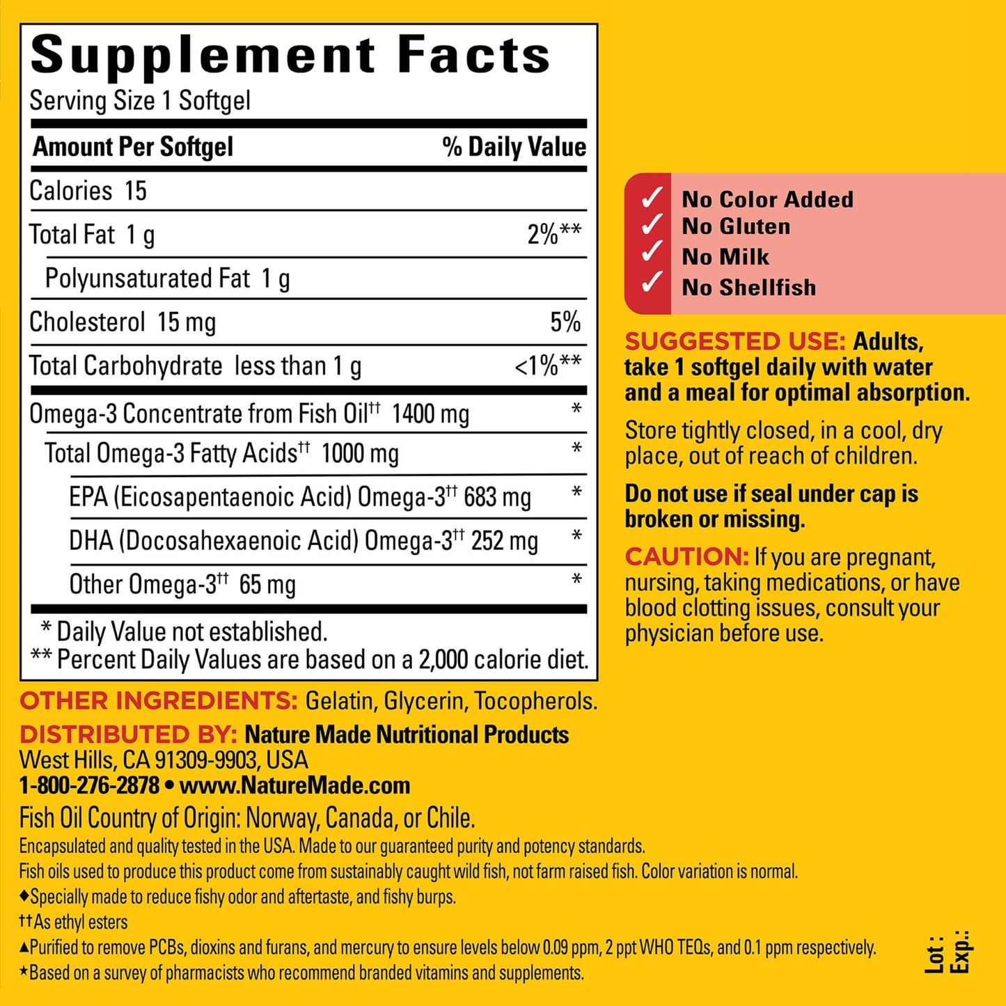 Nature Made Burp Less Ultra Omega 3 Fish Oil Supplements, 1400mg Fish Oil Omega 3 Supplements as Ethyl Esters for Healthy Heart Brain Eyes Support, One Per Day, 90 Softgels - Medaid International