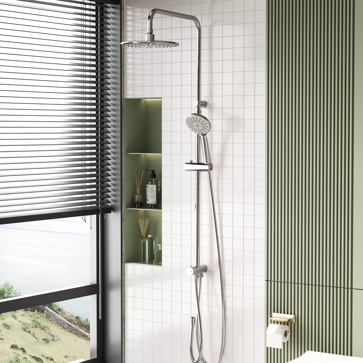 JOMOO Bathroom Shower Set, Rainshower and Bathroom Fixtures without Tap, Shower System included Rainfall Shower Head, Handheld Shower, Hoses for Bathroom, Chrome