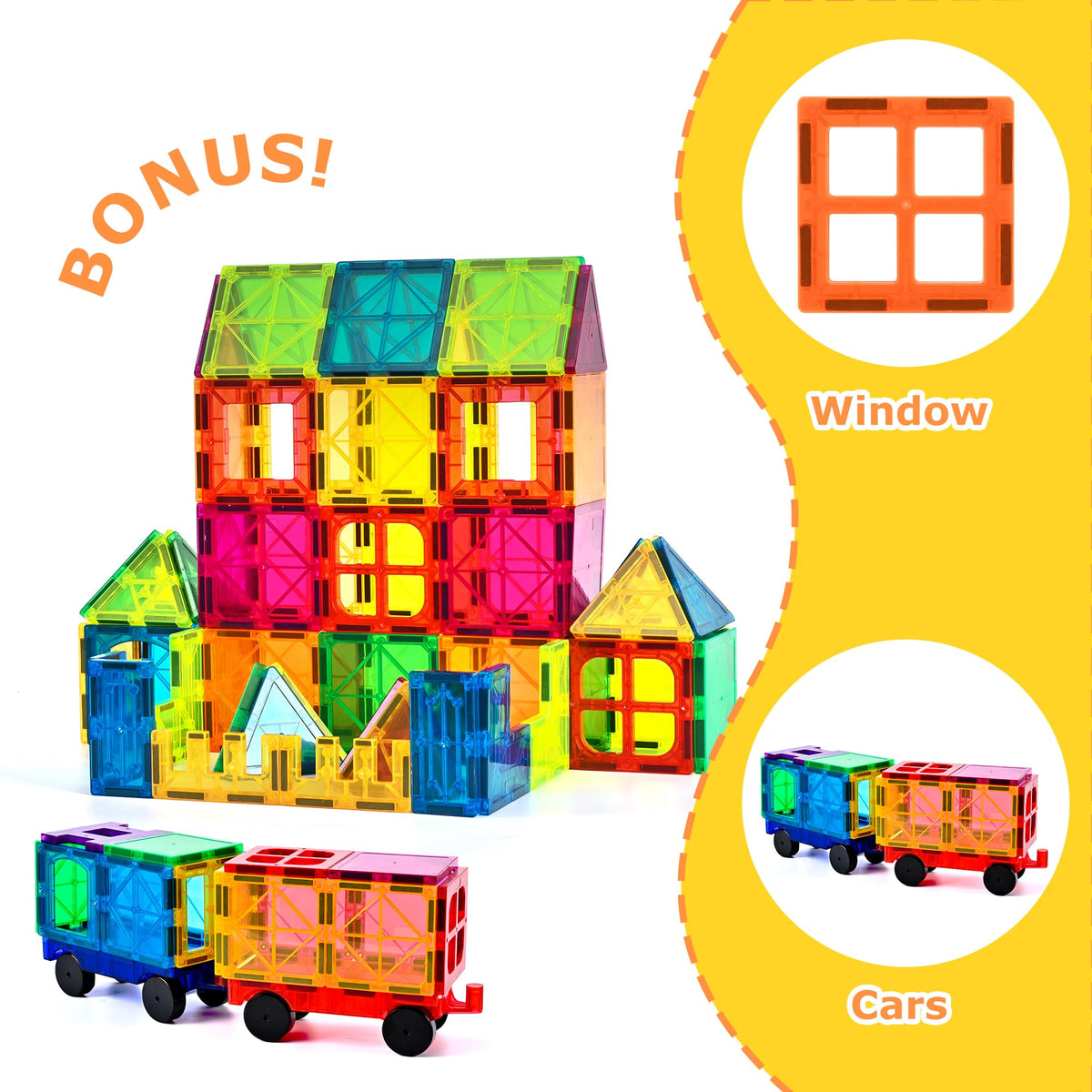 cossy 120Pcs Magnetic Tiles Magnetic 3D Building Blocks Set Educational Construction Toys for 3+ Year Kids with Educational Toys, Recreational, Conventional