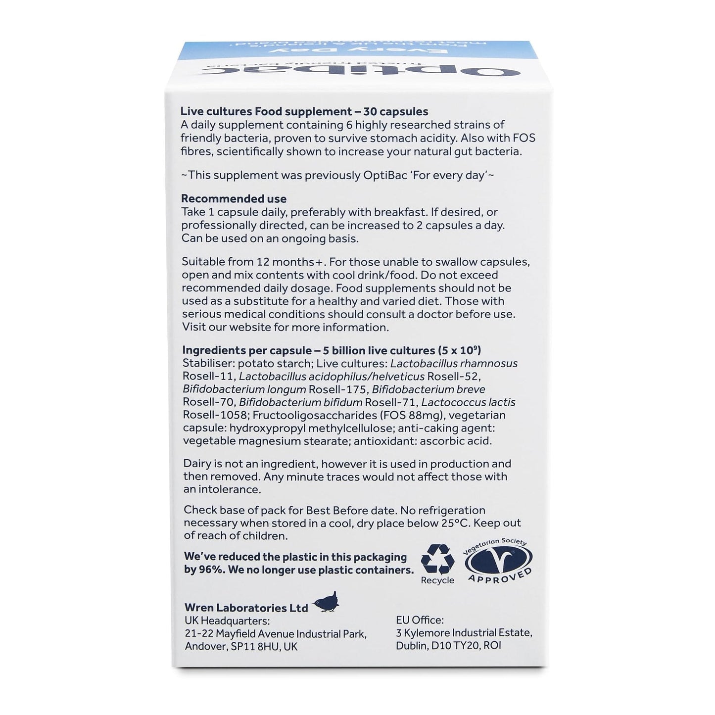 Optibac Probiotics for Daily Wellbeing - Pack of 30 Capsules - Medaid International