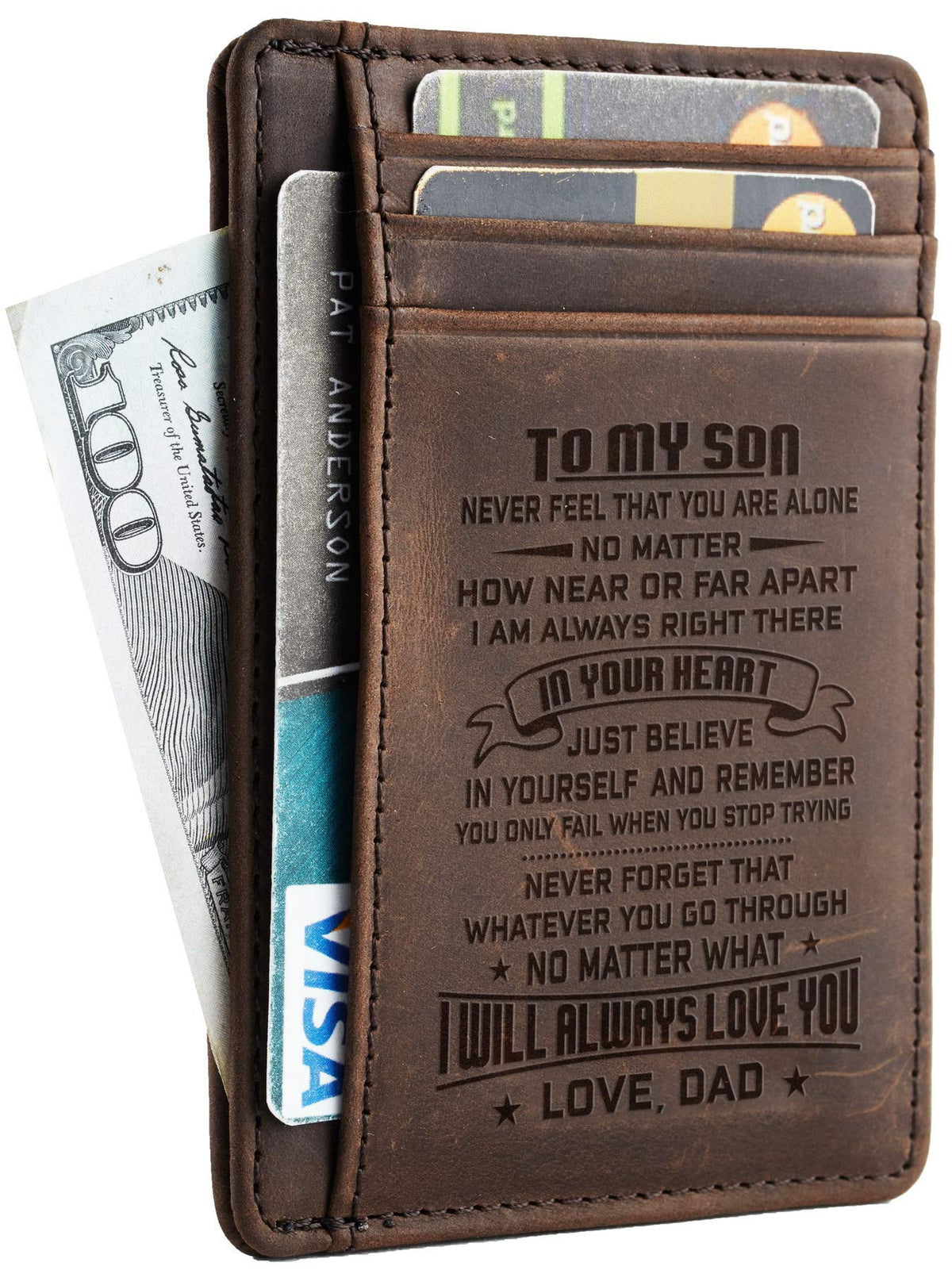KASTWAVE Purses for Men, Hand Made Vintage Purse, Men's Leather Pocket Slim Wallet, Gift for Son Husband Dad Birthday Gifts Anniversary