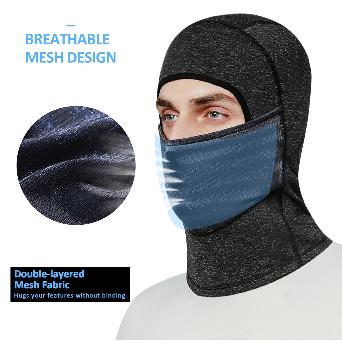 KASTWAVE Thermal Balaclava Face Mask for Men and Women, Breathable Ski Head Cover with Drawstring Pouch, Ideal for Athletic and Motorcycle Use