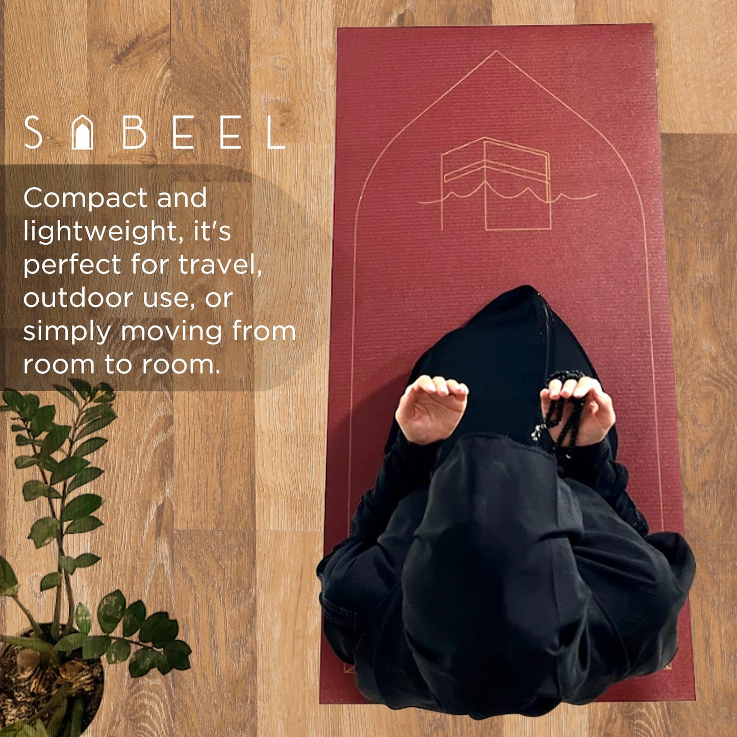 SABEEL Durable City Prayer Mat Roll with Enhanced Knee Support and Prayer Experience, Anti-Slip Microfiber Rubber - Ideal for Beginners and Practitioners - 1mm (Blue) - Medaid International
