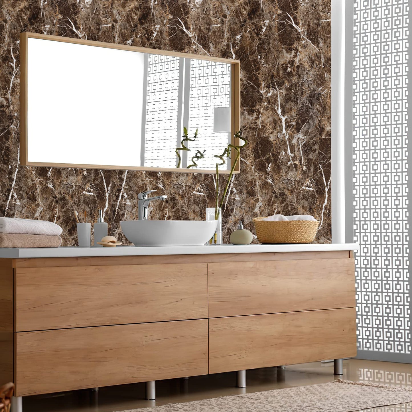 Arthome Brown Marble Paper,15.7x122 inch Self Adhesive Wallpaper Waterproof PVC Vinyl, Oil Proof, Vinyl Paper for Furniture Cover Surface,Countertop,Kitchen,Shelf Liner - Medaid International