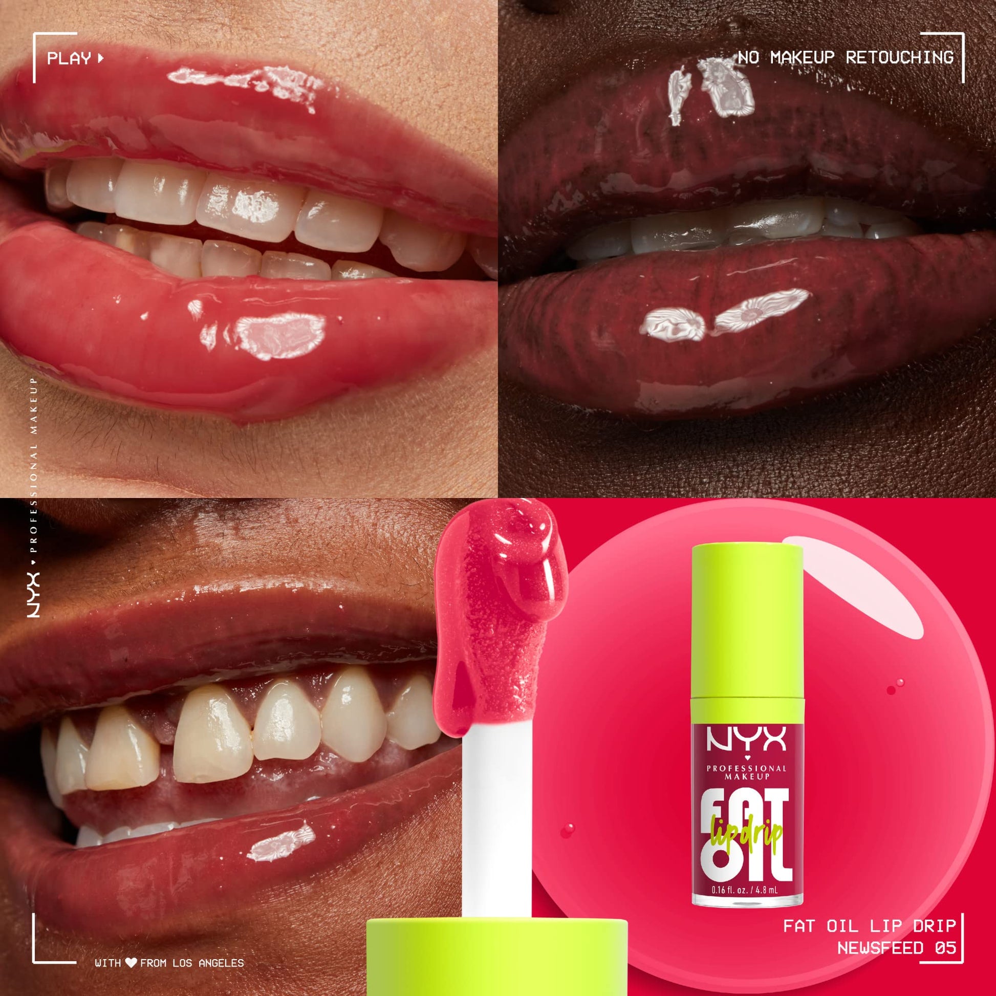 NYX PROFESSIONAL MAKEUP Fat Oil Lip Drip, Moisturizing Lip Oil Gloss, Vegan Tinted Formula, Up to 12 HR Hydration - Newsfeed (Rose Nude) - Medaid International