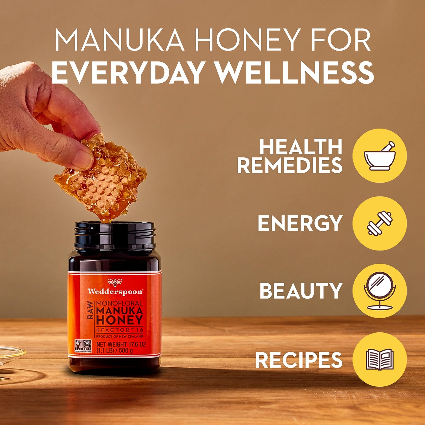 Wedderspoon Raw Premium Unpasteurized Manuka Honey, KFactor 16, 8.8 Oz - Medaid International