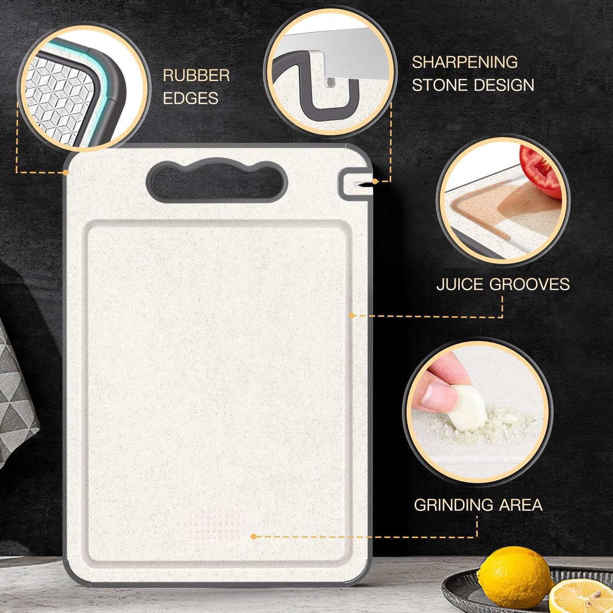 KASTWAVE Stainless Steel Cutting Board, Double-Sided Meat Cutting Board for Kitchen, Scratch-resistant Mesh Design, Juice Groove, Non-slip Silicone Wrap, Dishwasher Safe, 14 * 10Inch