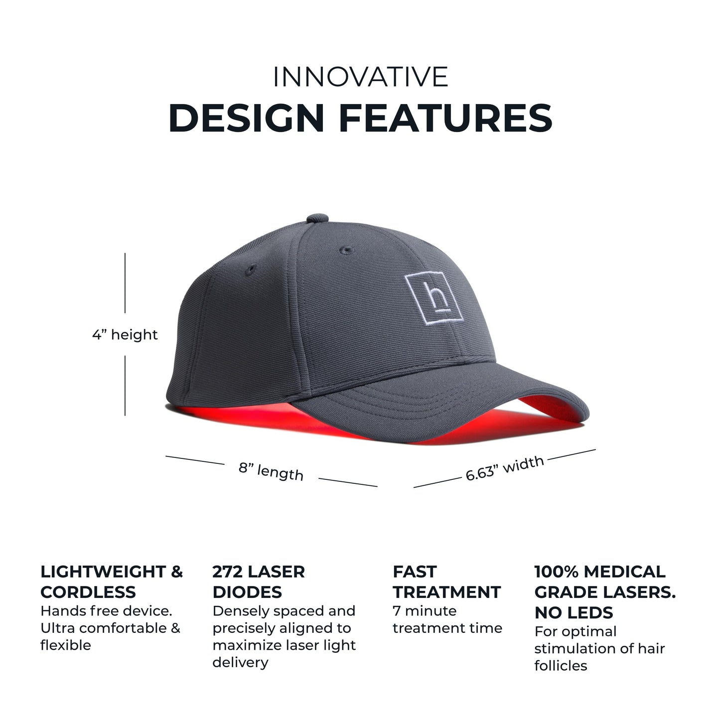 Hairmax PowerFlex 272 Laser Cap - (FDA Cleared) Thinning Hair Loss Solution for Men & Women - Flexible Cordless Design With 7 Minute Treatment Time - Red Light Therapy to Stimulate Hair Growth - Medaid International