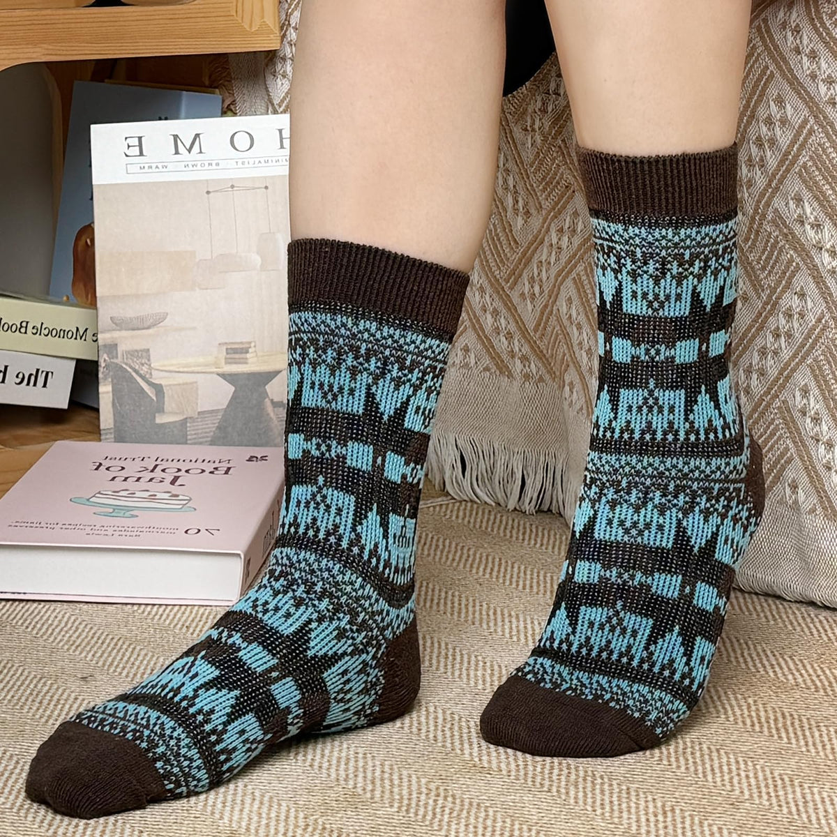 TERRIFI 5 Pairs Womens Thermal Socks, 4-8 Size Knitting Ladies Socks, Soft Warm Socks for Women, Multicoloured for Home