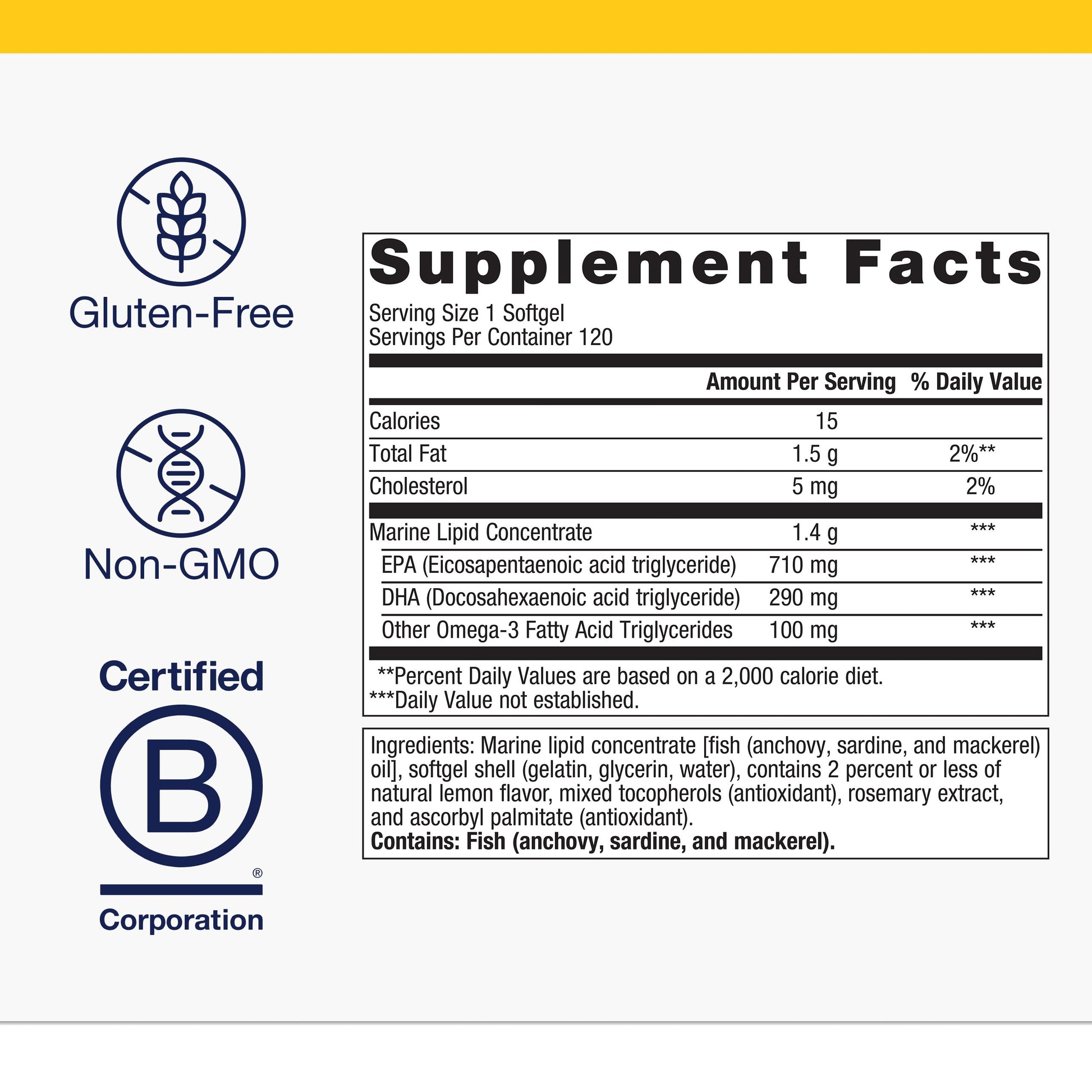 Metagenics OmegaGenics EPA-DHA 1000 mg - High Potency Omega-3 Fish Oil Supplement for Heart, Brain & Joint Health* - Sustainably Sourced - 120 Softgels - Medaid International