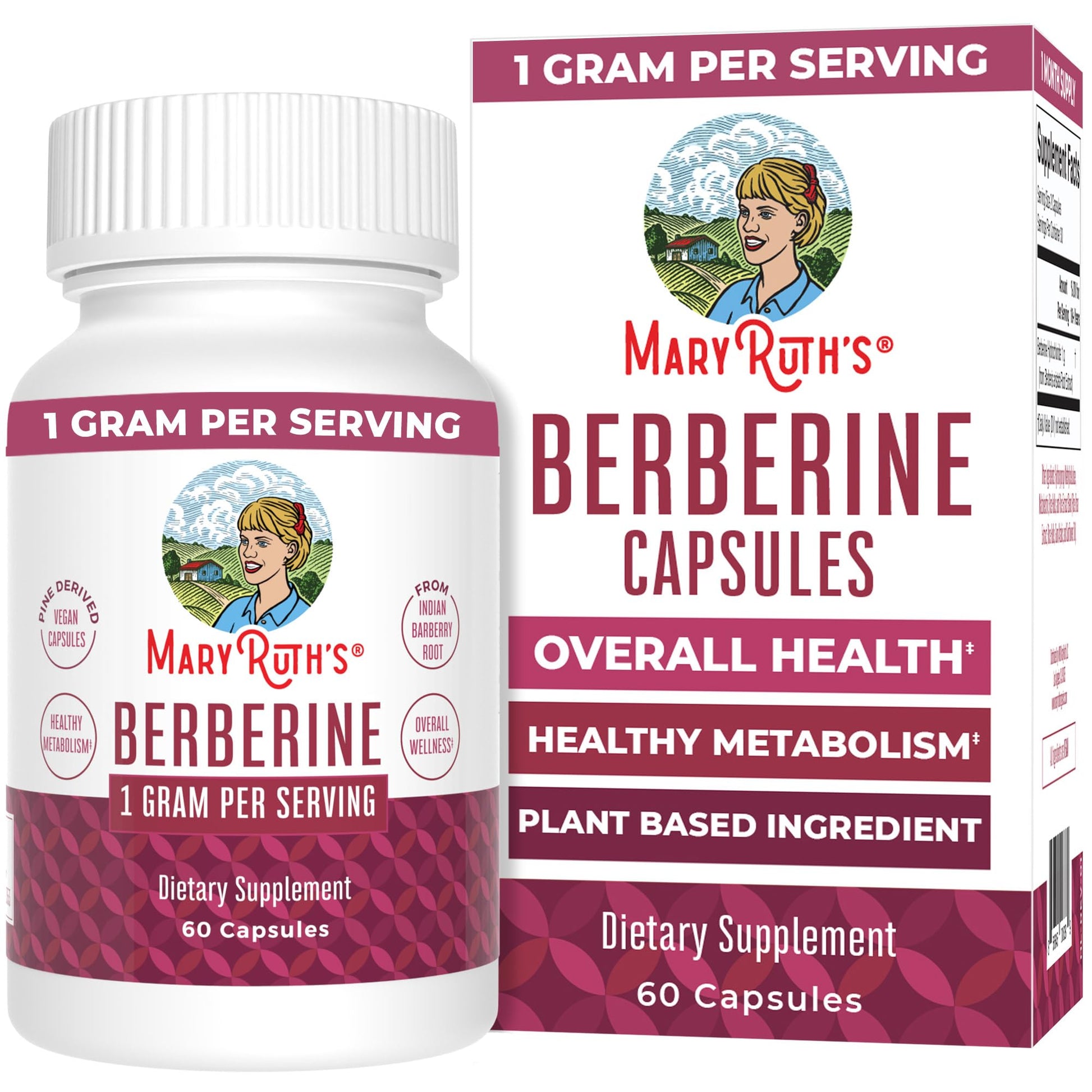 MaryRuth Organics Berberine Supplement | 1000 mg Per Serving | 1 g Berberine | Healthy Metabolism with Diet and Exercise | Overall Health | Vegan Capsules | 30 Serving - Medaid International