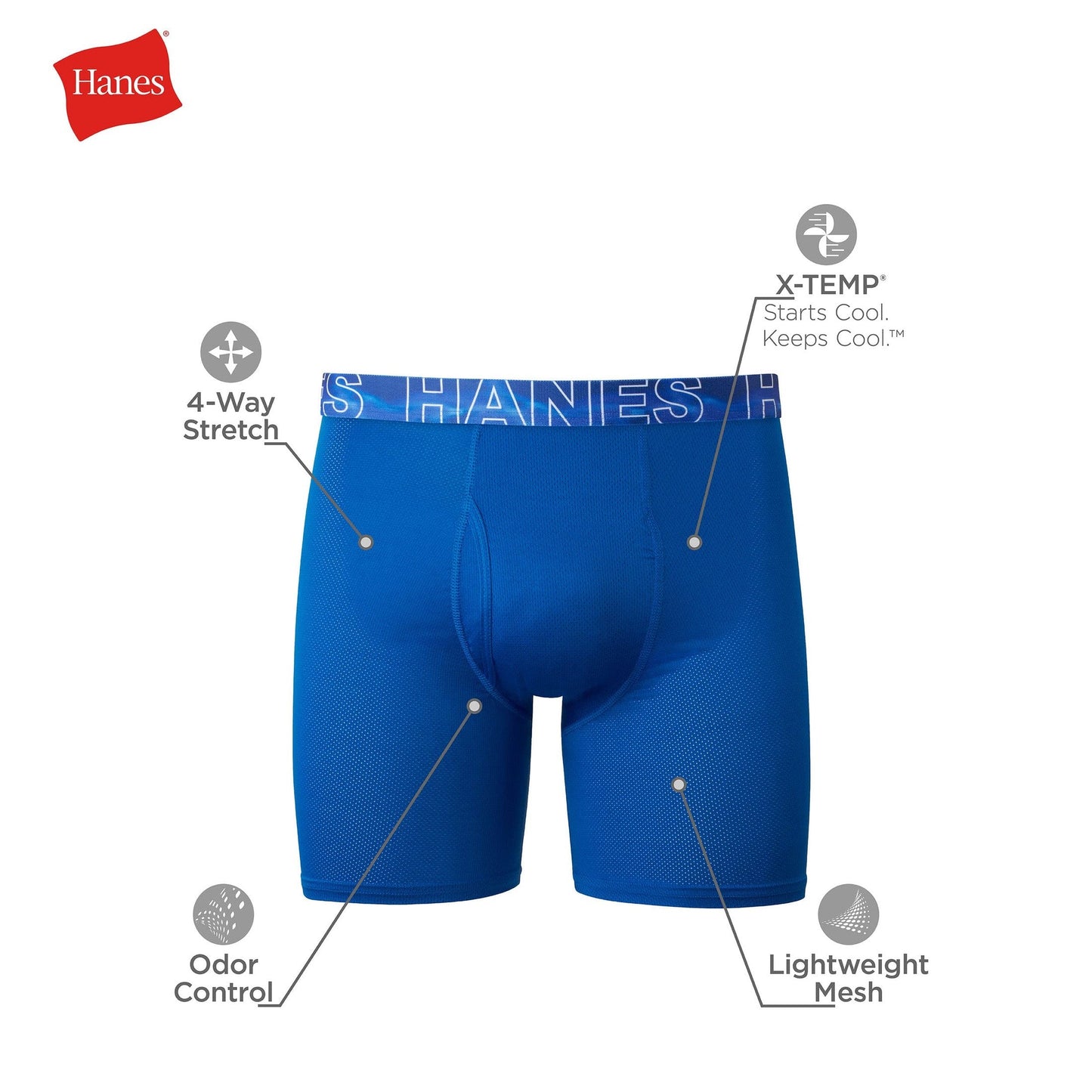 Hanes Men's Underwear Boxer Briefs Pack, Moisture-Wicking Men's Mesh Underwear, X-Temp Cooling with Odor Control, 3-Pack - Medaid International