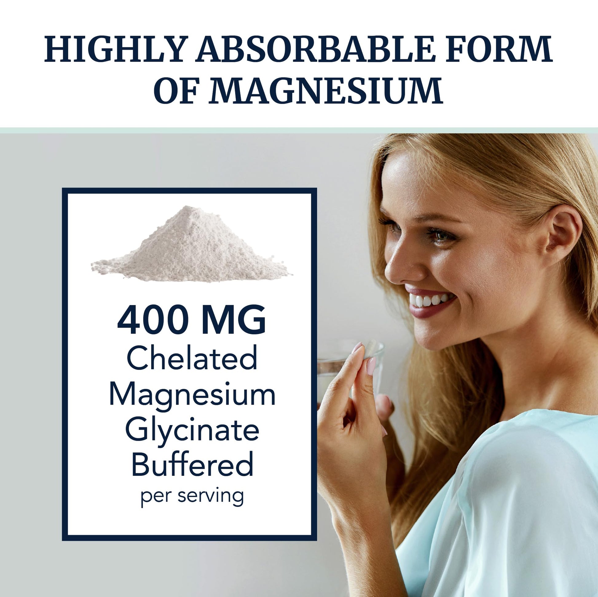 Magnesium Glycinate 400mg | High Absorption Formula for Sleep, Calm, Muscle Relaxation, Heart, Bone & Nerve Support for Women & Men | Chelated Magnesium Glycinate Supplement | 120 Ct (2 Month Supply) - Medaid International