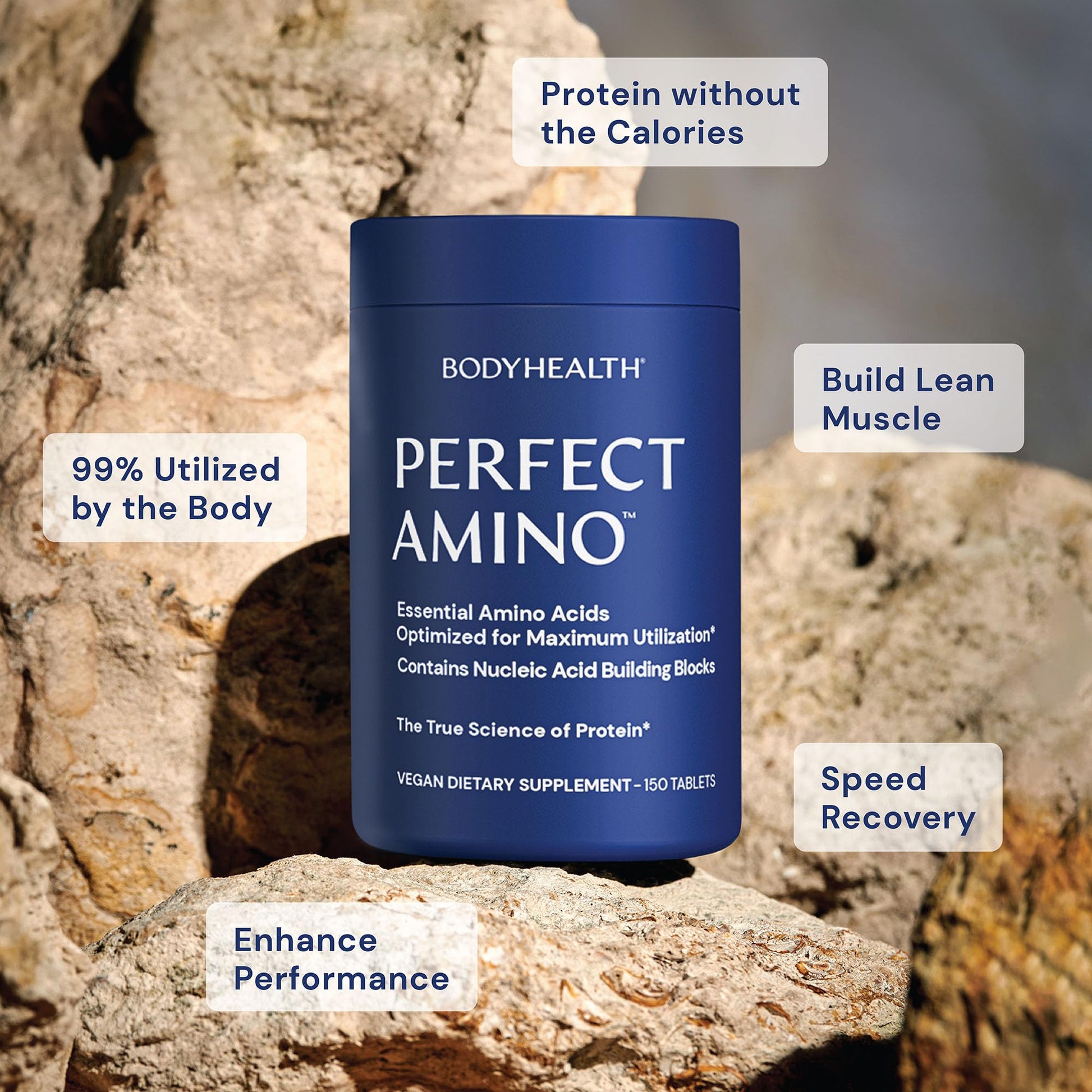 BodyHealth PerfectAmino Tablets (150 ct), Essential Amino Acid with BCAAs + Lysine, Phenylalanine, Threonine, Methionine, Tryptophan, Supplement for Muscle Mass Production, Recovery & Strength - Medaid International
