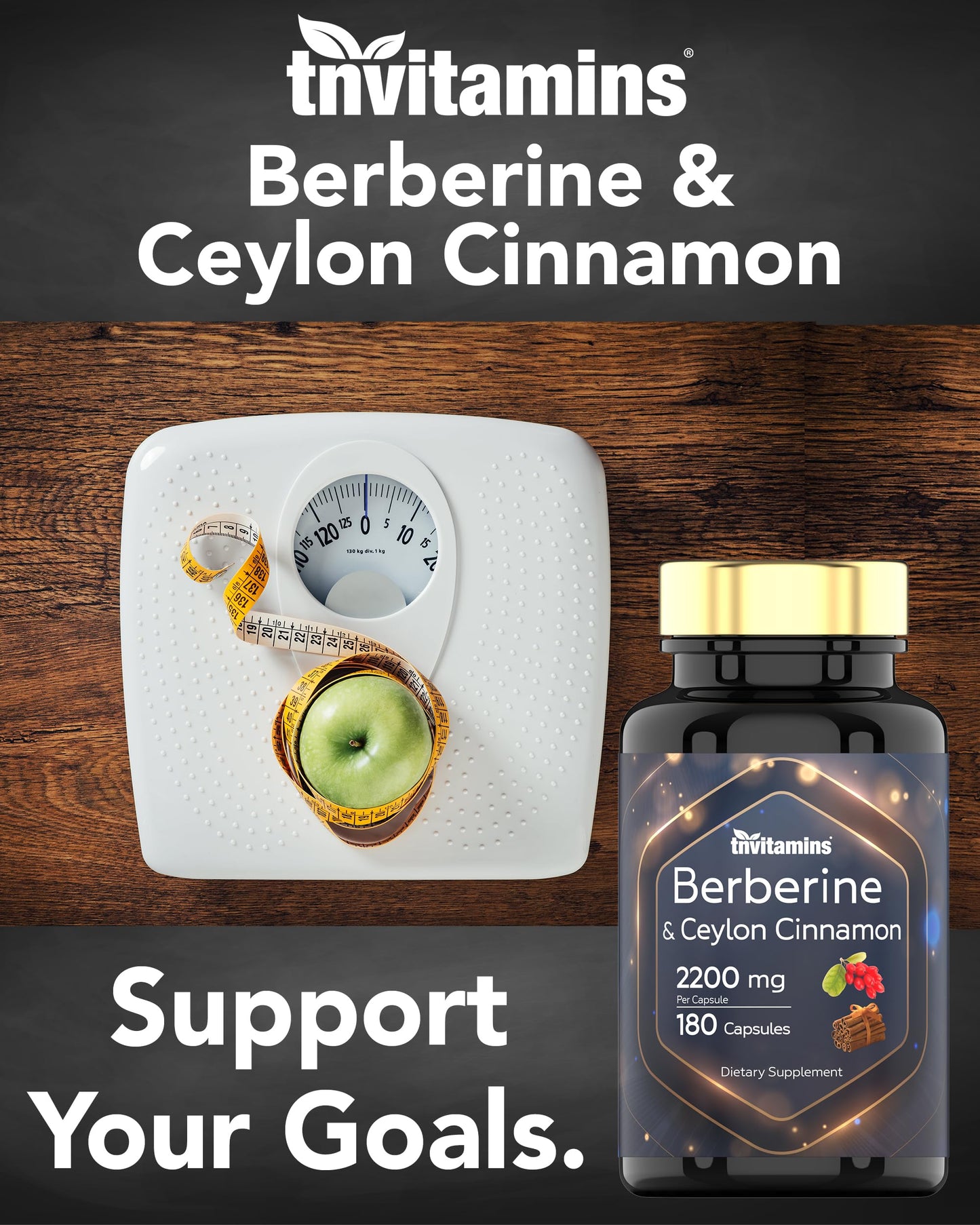 Berberine with Ceylon Cinnamon: 2200 mg Per Capsule - 180 Capsules | Natural Berberine Supplement for Cardiovasular & Circulatory System Health* | 6 Month Supply | Made in The USA! - Medaid International