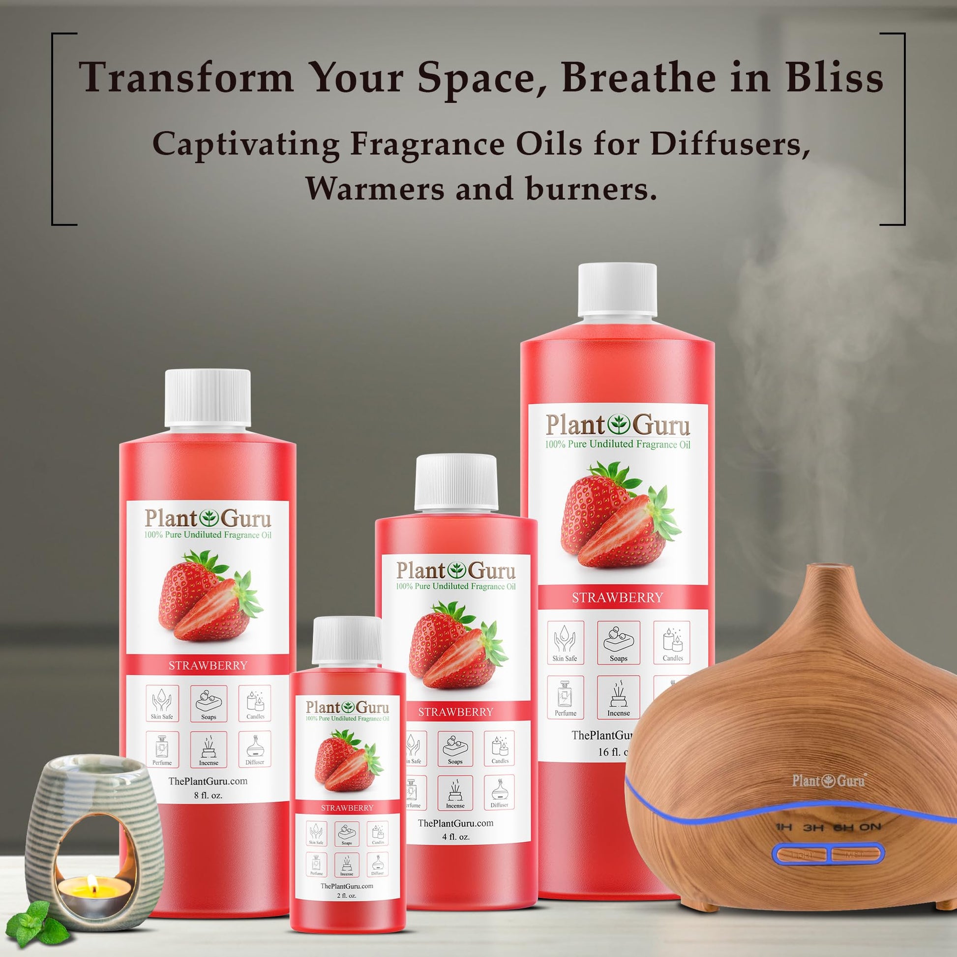 Strawberry Fragrance Oil 8 fl. oz. Scented Oil for DIY Soap Making, Candles, Bath Bombs, Body Butters. Used in Aromatherapy Diffusers, Burners and Warmers. Great Addition to Lotions and Creams. - Medaid International