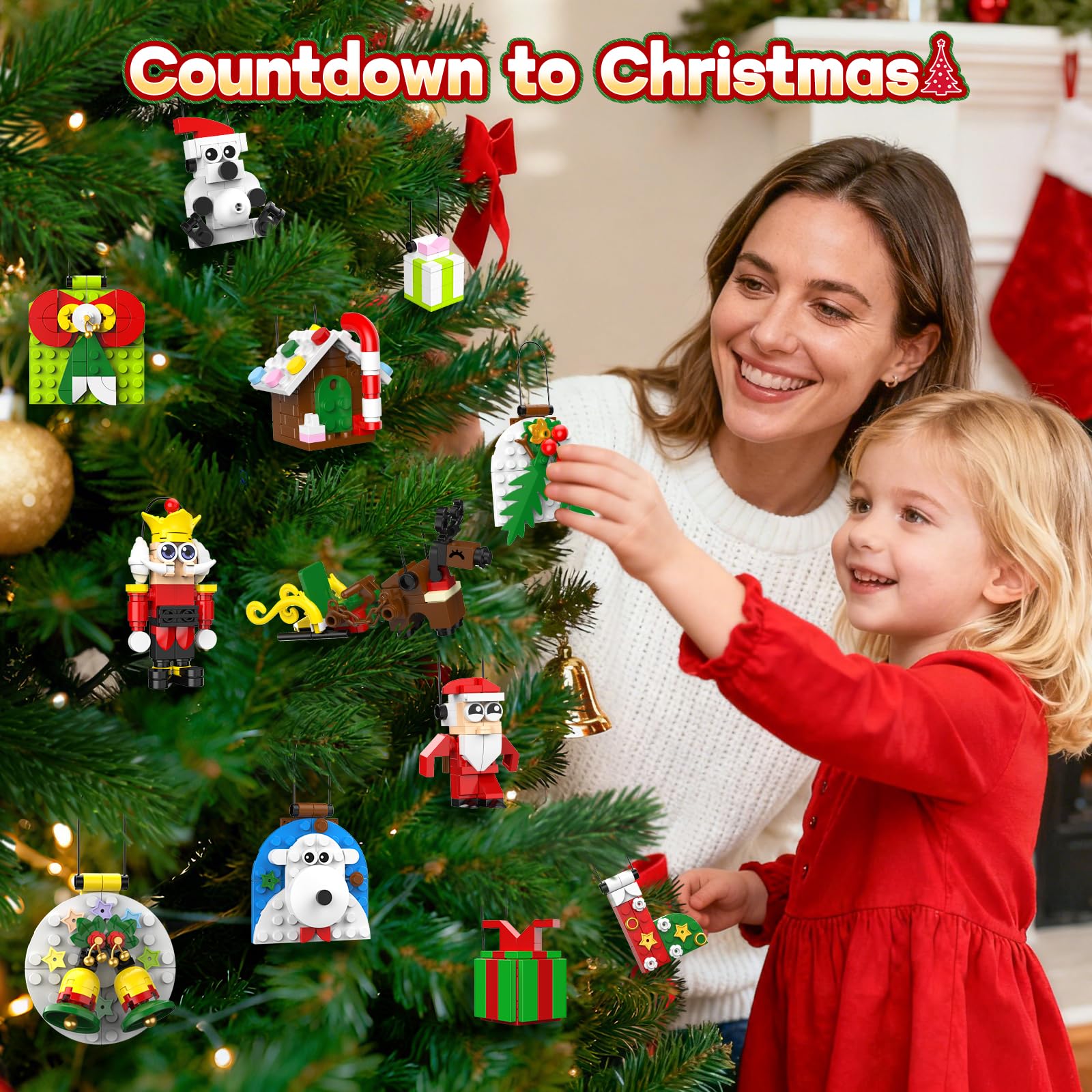 Ochido Advent Calendar 2025 Christmas Ornaments Building Blocks Set, 24 Days Christmas Countdown Toy Building Kits, Hanging Christmas Tree Decor Xmas Gifts Stocking Stuffer for Adults Kids Ages 6+ - Medaid International