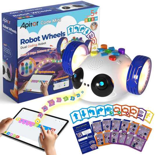Apitor Robot Wheels, STEM Toys for Kids Ages 5-8, Educational Coding Robot