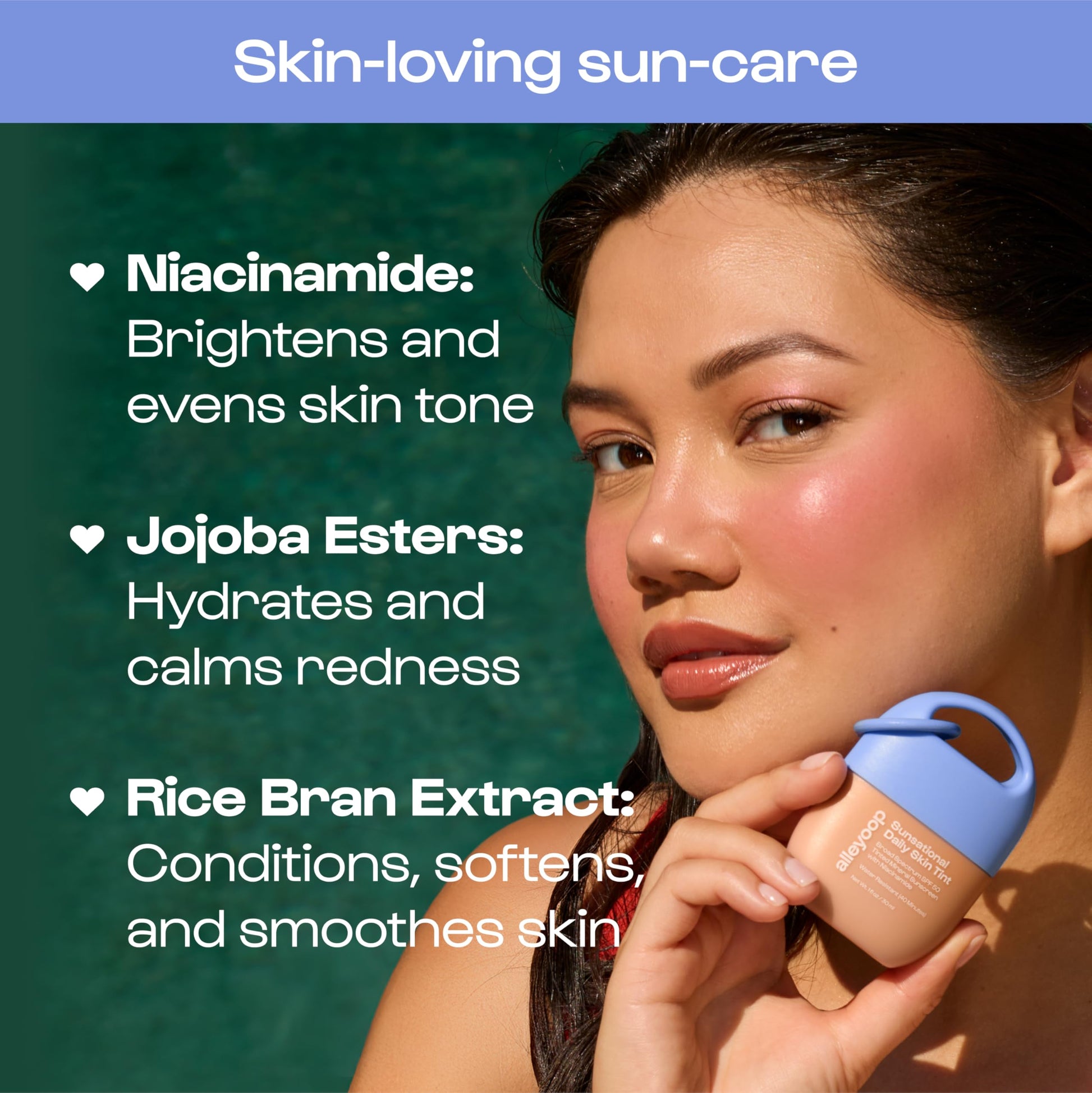 Alleyoop Sunsational Tinted Moisturizer SPF 50 for Face Broad Spectrum – 100% Mineral Face Sunscreen with Jojoba, Hydrating & Soothing Tinted Sunscreen, Vegan & Cruelty-Free (Solar) - Medaid International