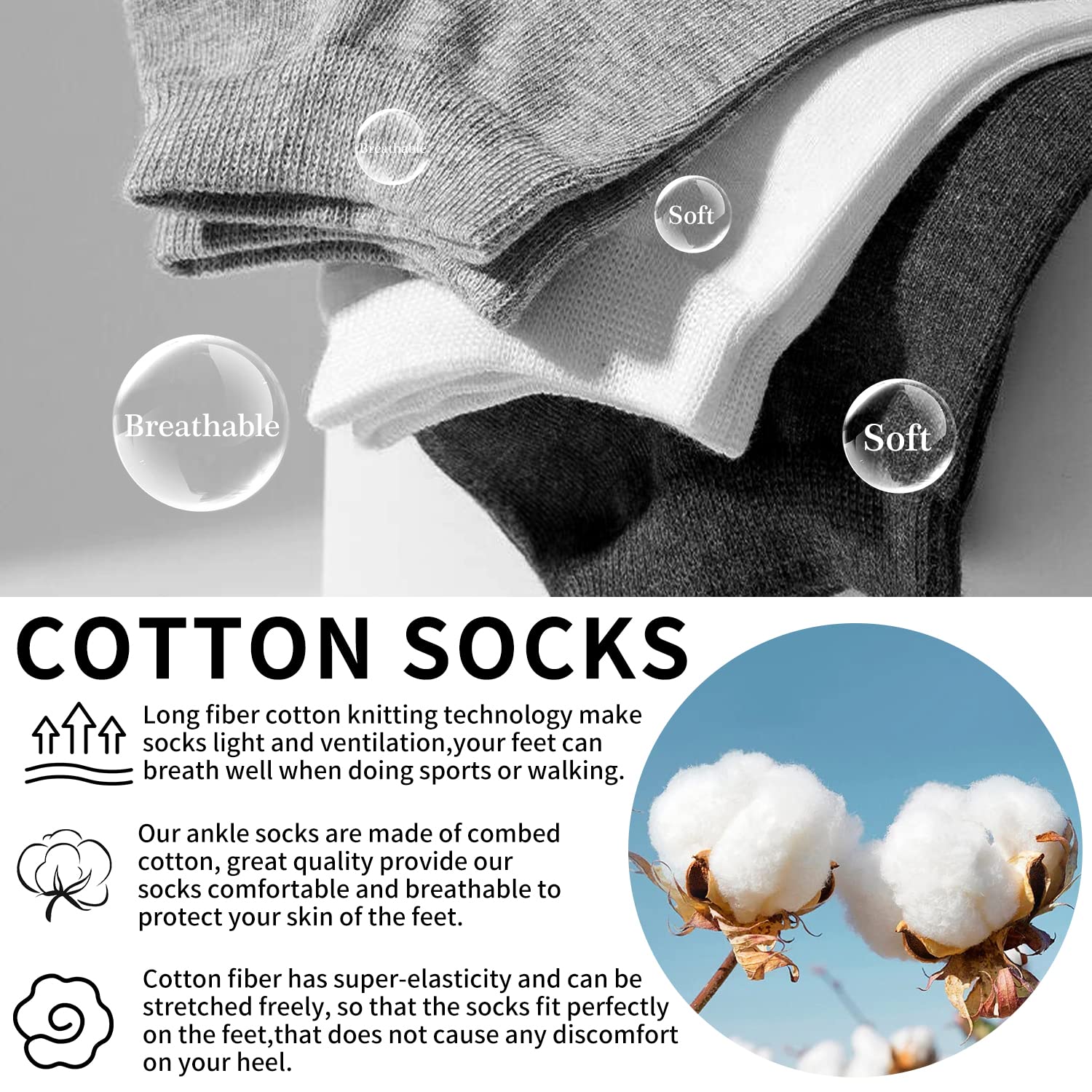 Bluemaple Womens Ankle Socks Women Socks Casual Socks (White) - Medaid International