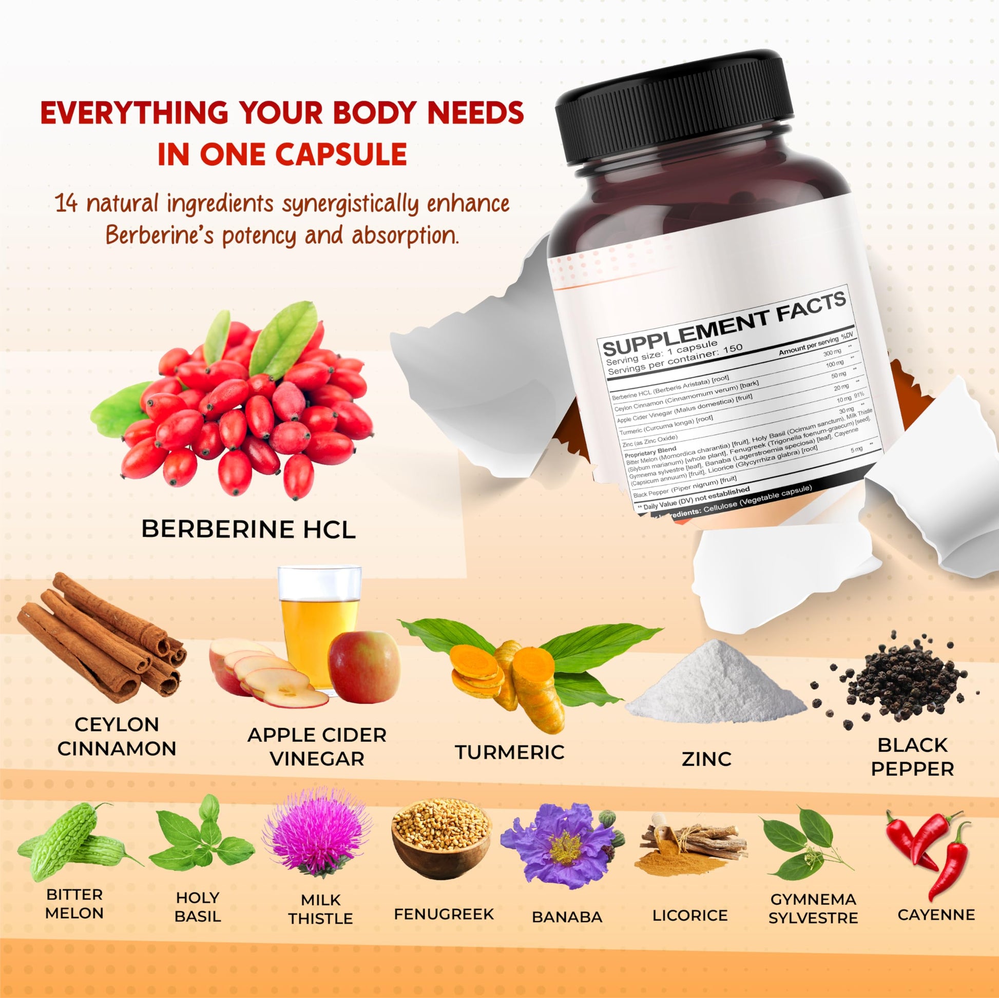 PEAKPURY Berberine Cinnamon Apple Cider Vinegar Turmeric - Overall Wellness Support- Made in USA - Medaid International