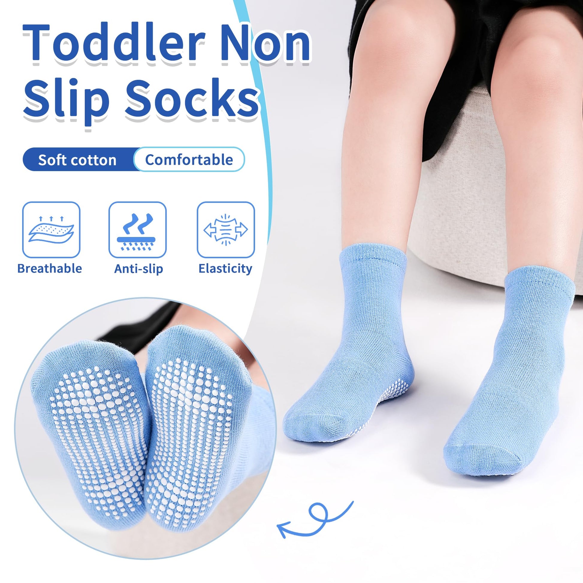 Tphon Toddler Socks, Baby Non Slip Socks for Boys Girls 12 Pairs Kids Infants Children Sock 1-3 Years - Medaid International