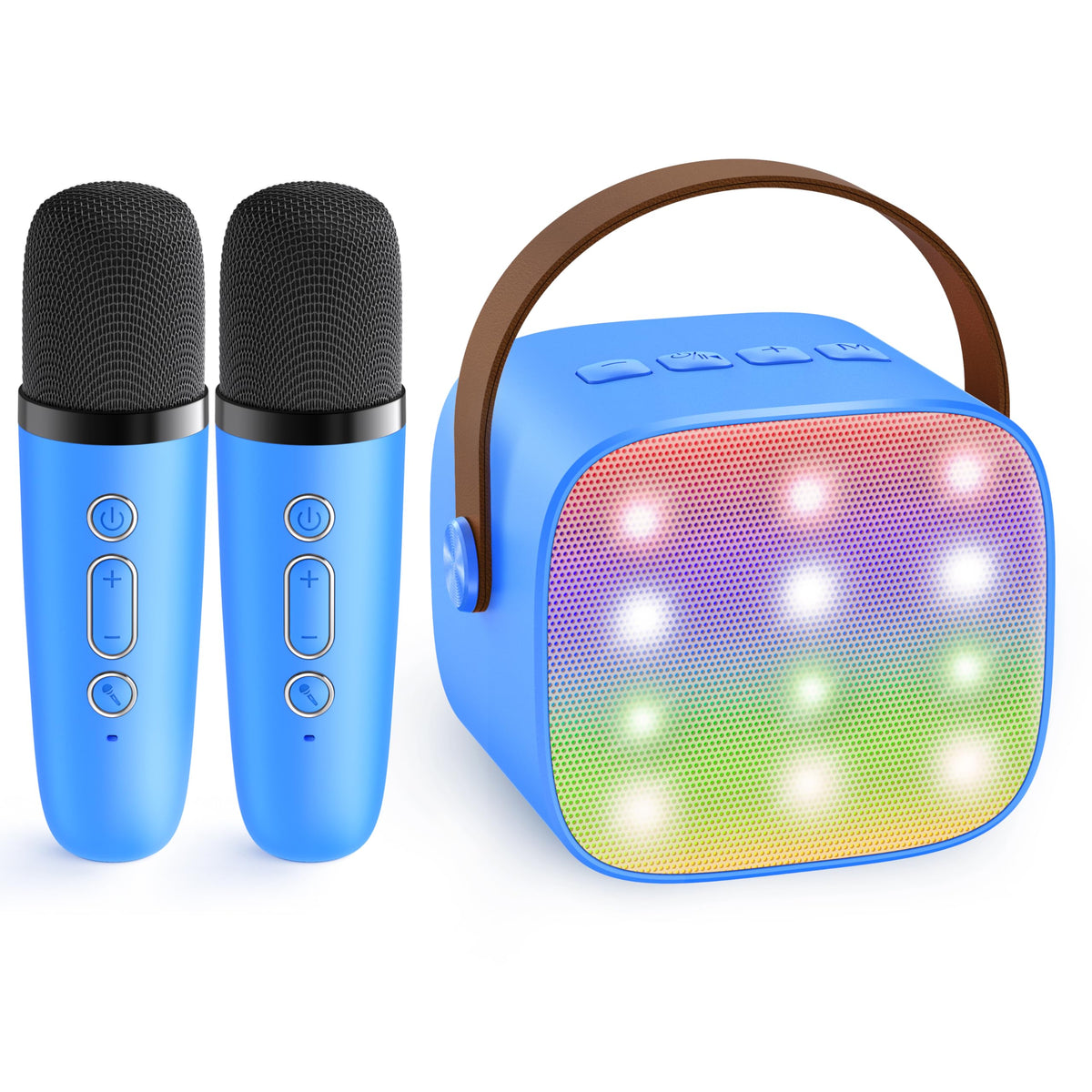 Karaoke Machine for Kids, Portable Bluetooth Speaker with 2 Wireless Microphones,18 Pre-Loaded Songs, Birthday for 3 4 5 6 7 8 + Year Old Boys Toys - MULTICOLOR