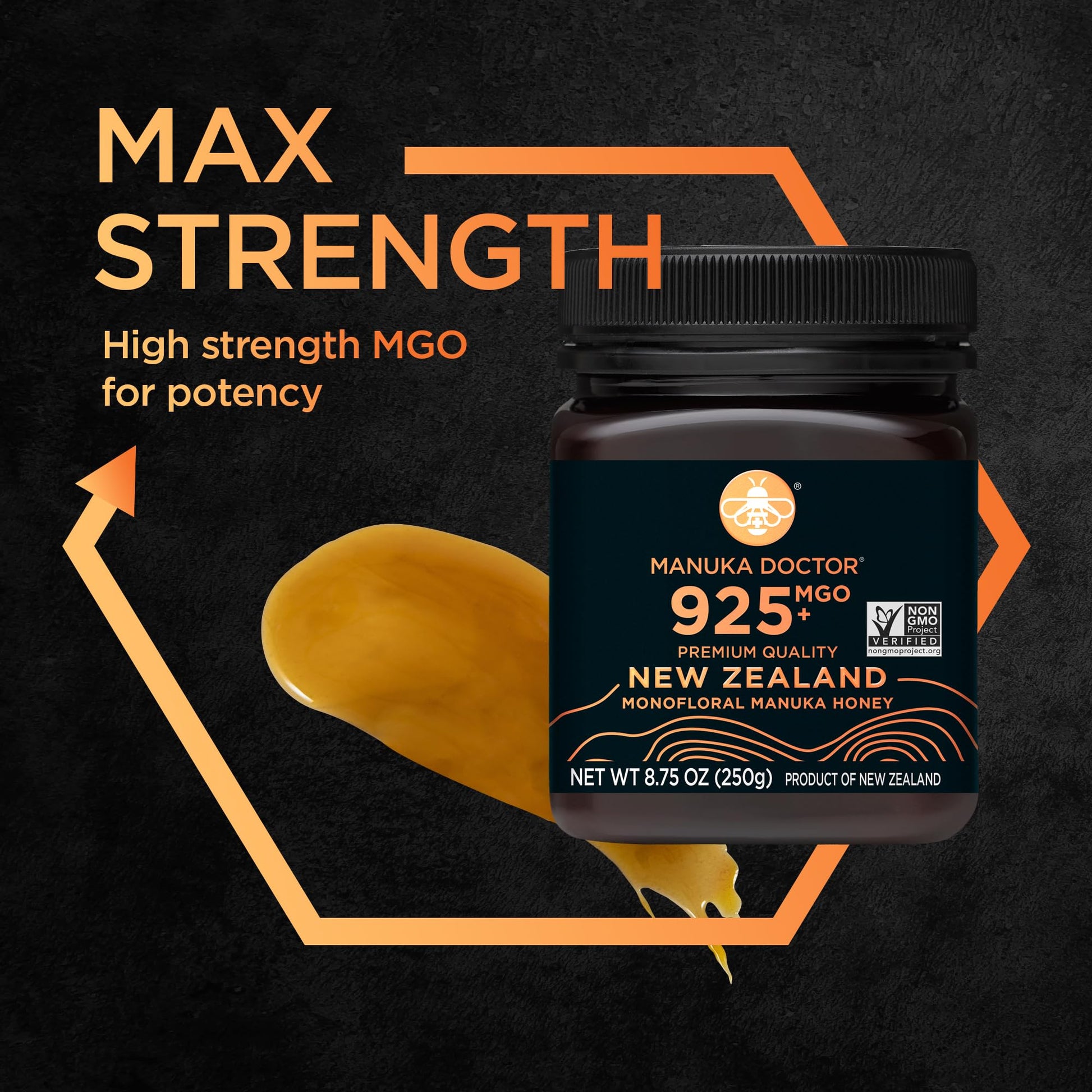 Manuka Doctor - MGO 925+ Manuka Honey Monofloral, 100% Pure New Zealand Honey. Certified. Guaranteed. Raw. Non-GMO (8.75 oz) - Medaid International