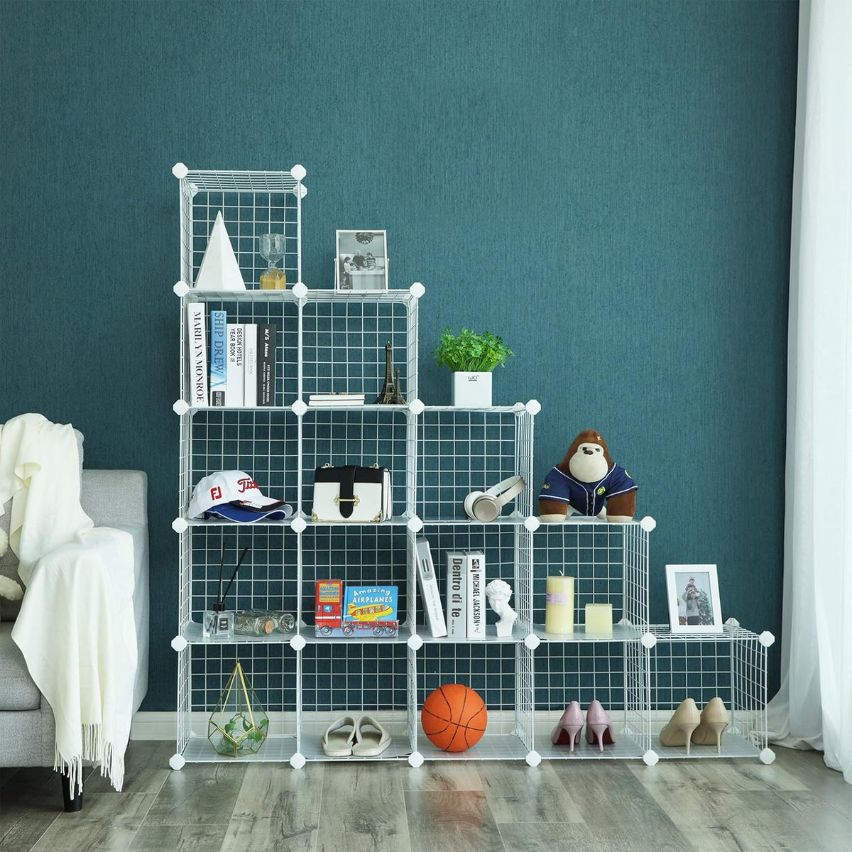 SONGMICS 16 Cube Metal Wire Storage Organiser LPI44W
