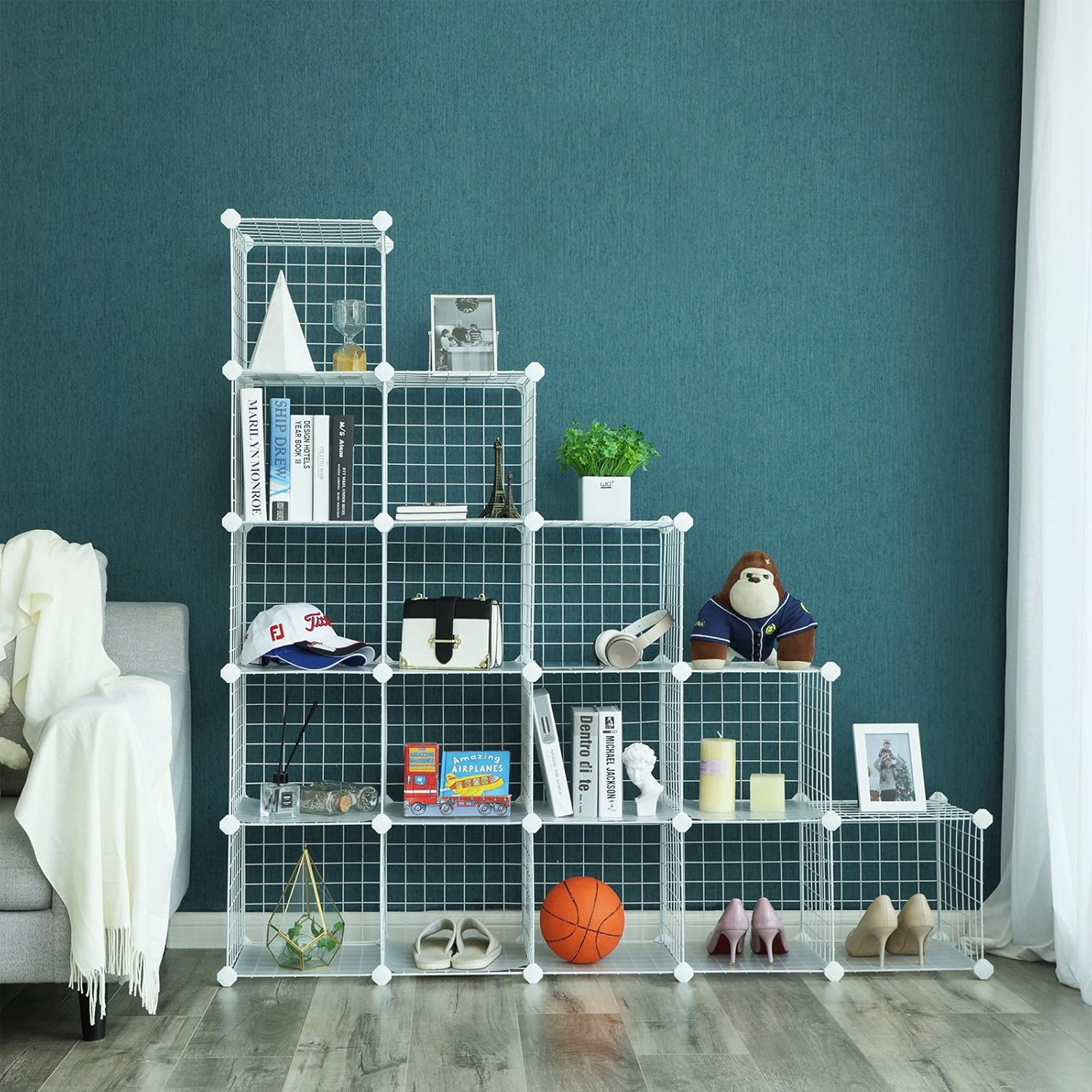 SONGMICS 16 Cube Metal Wire Storage Organiser LPI44W