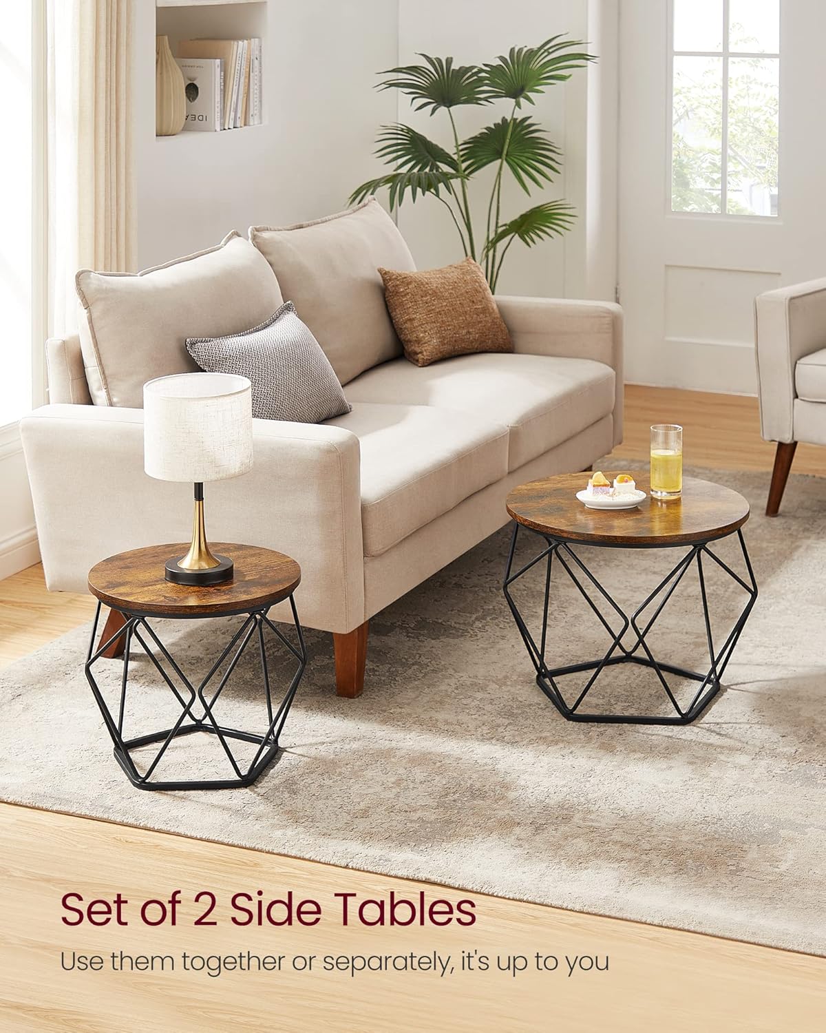 VASAGLE Small Coffee Table Set of 2