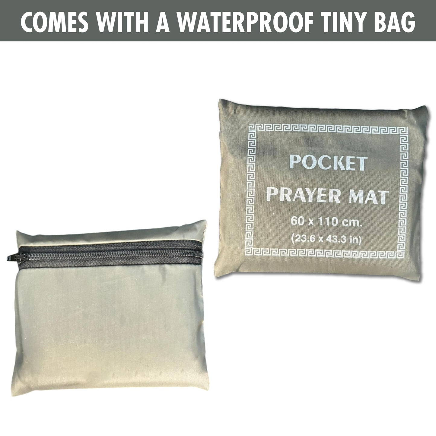 Portable Travel Praying Mat,23.6 in x 43.3 in Muslim Prayer Rug, Foldable Prayer Mat, Pocket Size Waterproof Praying Mat with Iron Corners, Ramadan Eid Gift, Grey - Medaid International